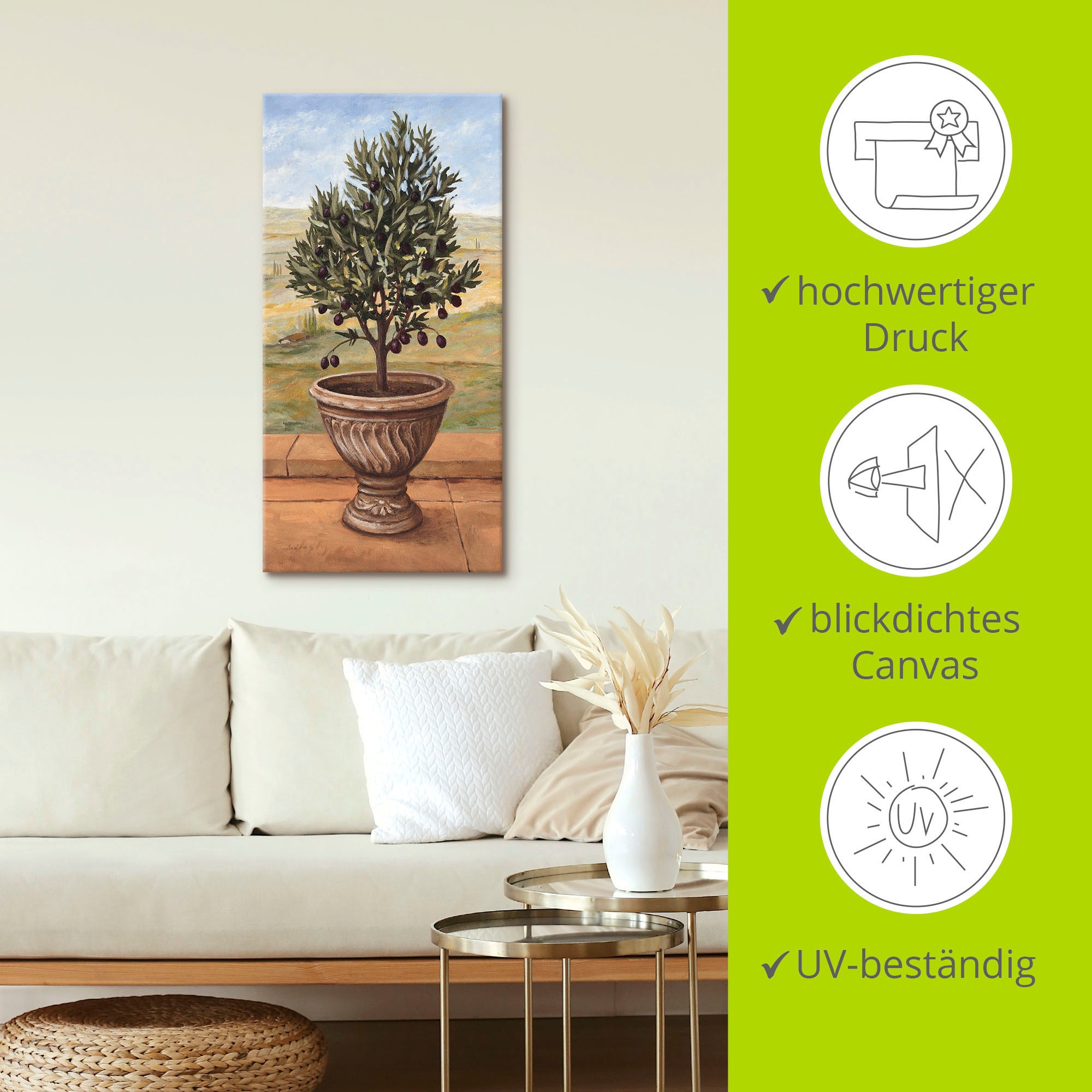 Artland Wandbild »Olivenbaum«, Pflanzen, (1 St.), als Alubild, Outdoorbild, Leinwandbild, Wandaufkleber, versch. Größen