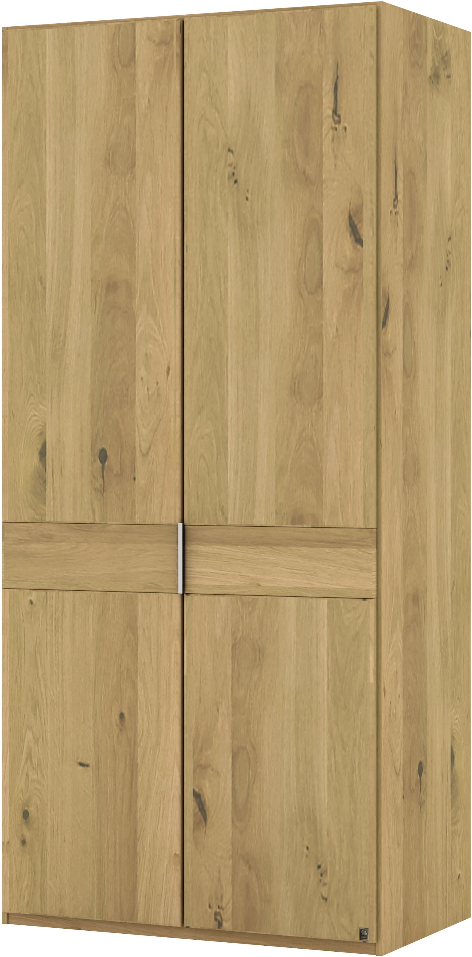 Musterring Kleiderschrank »Savona, Kleiderschrank, Schrank, Garderobe, teilmassiv Eiche« mit Türdämpfern, in 5 Breiten & 2 Höhen, extra Böden, MADE IN GERMANY,  Türen in Bianco-Eiche massiv, mit Querriegel, verschiedene Größen