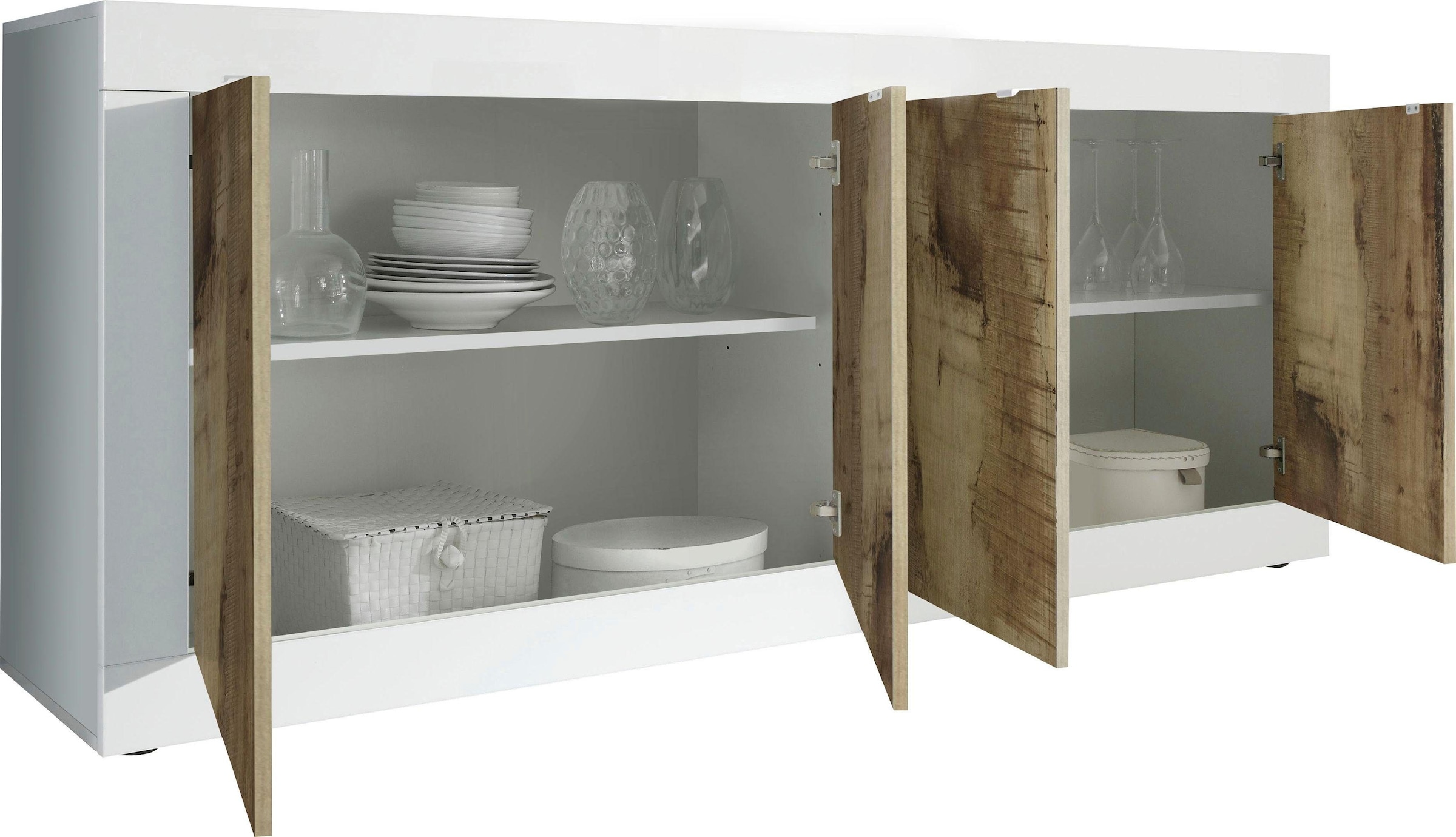 INOSIGN Sideboard »Basic Breite 207 cm, Kommode 4 Türen, Anrichte,« Metallgriff, moderne Rahmenoptik, viel Stauraum, Farbauswahl