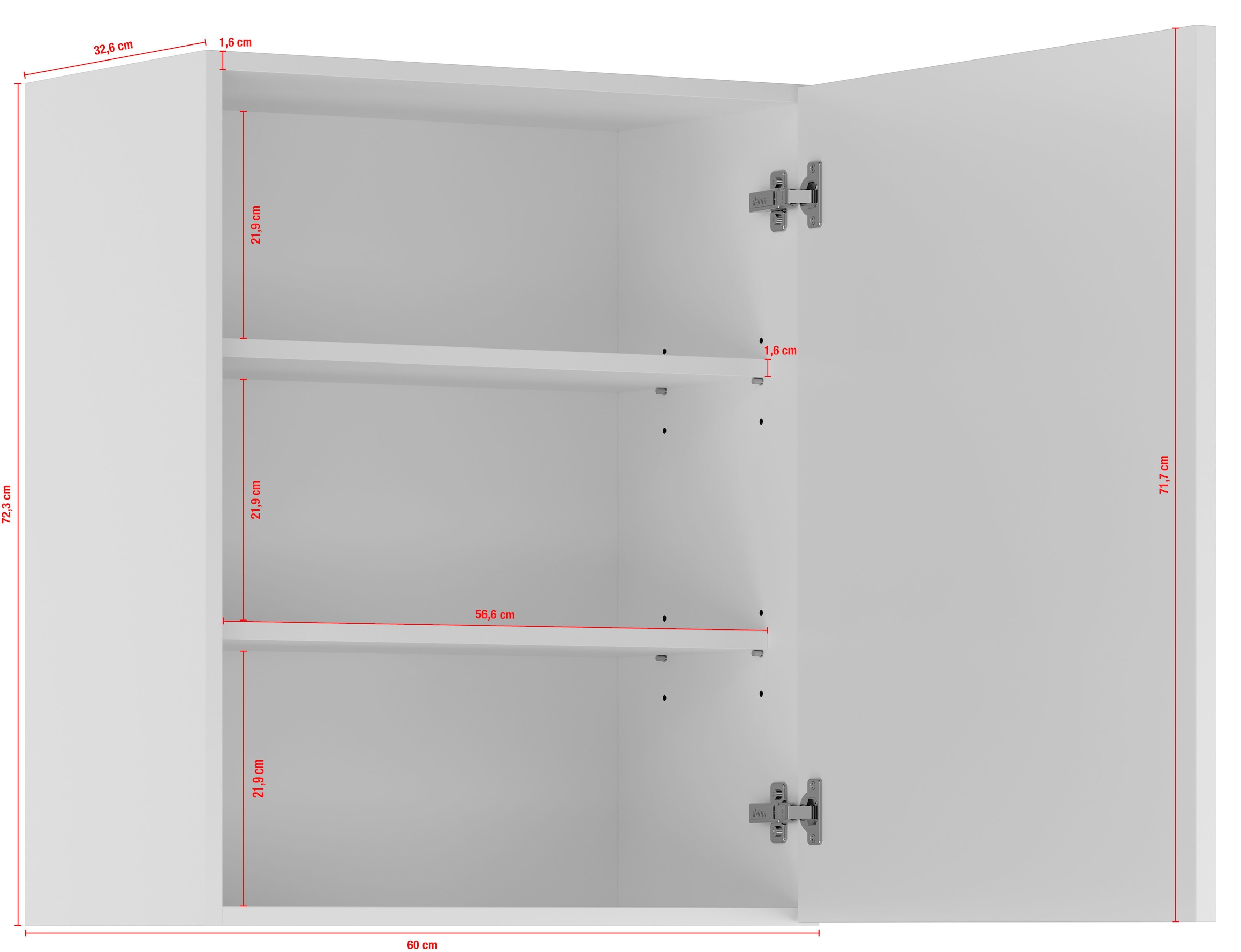 IMPULS KÜCHEN Hängeschrank »"Prag und Valencia", Breite/Höhe: 60/72,3 cm«, vormontiert, mit Soft-Close, mit Drehtür