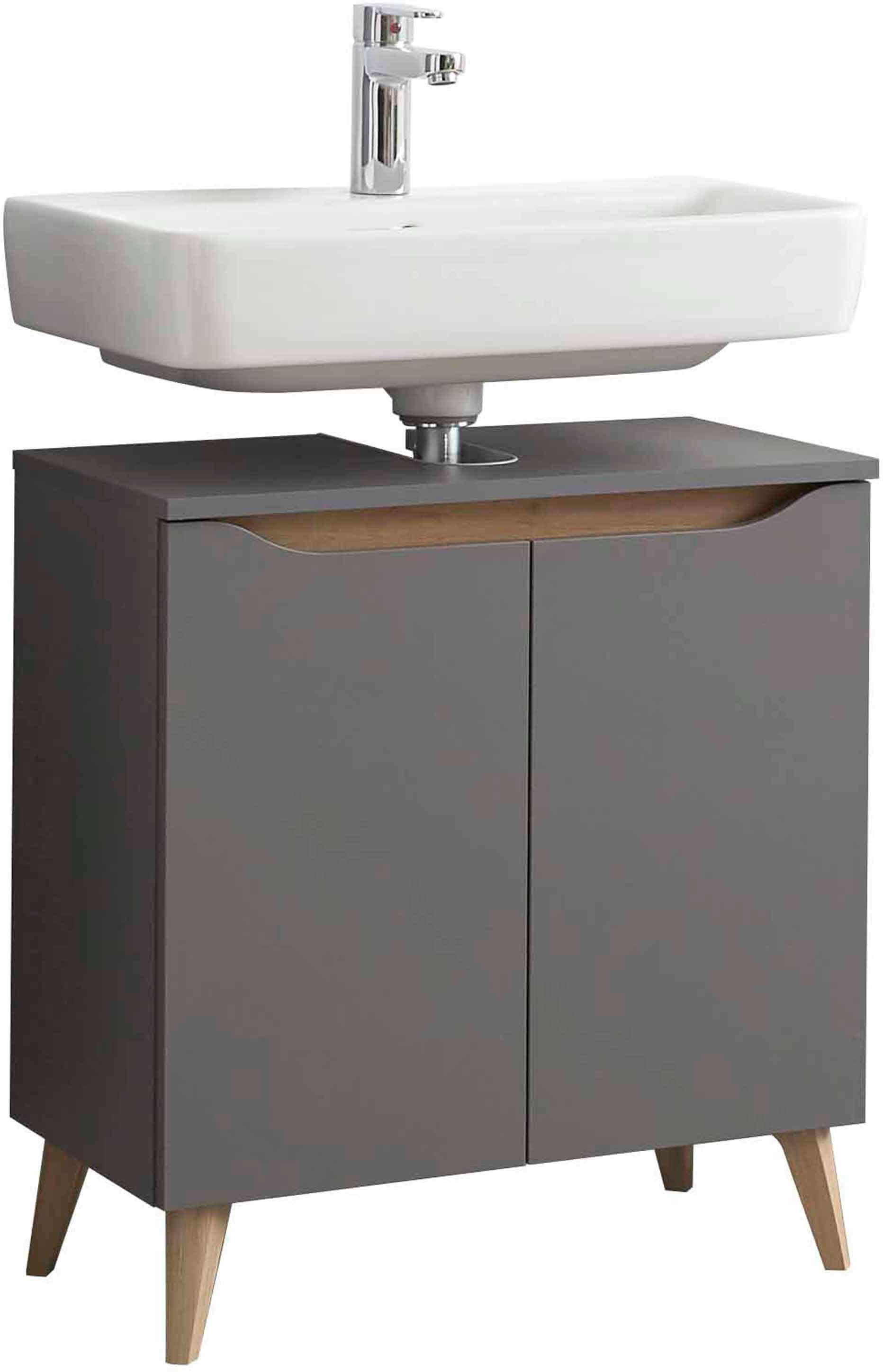 Saphir Badmöbel-Set »Quickset 3-teilig, Waschbeckenunterschrank mit LED-Spiegel« 3 Stk. tlg.