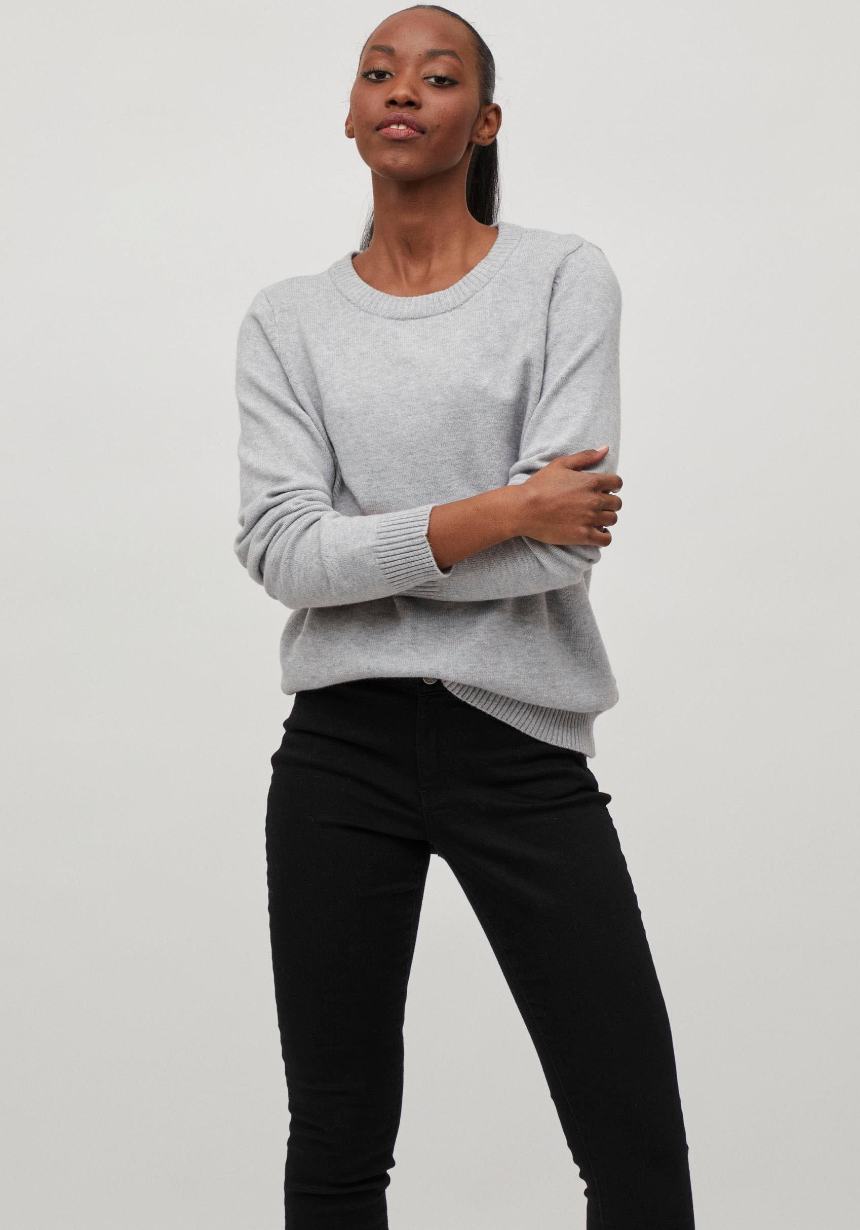 Vila Rundhalspullover »VIRIL-O-PULLI« Feinstrick mit feinen Strickdetails