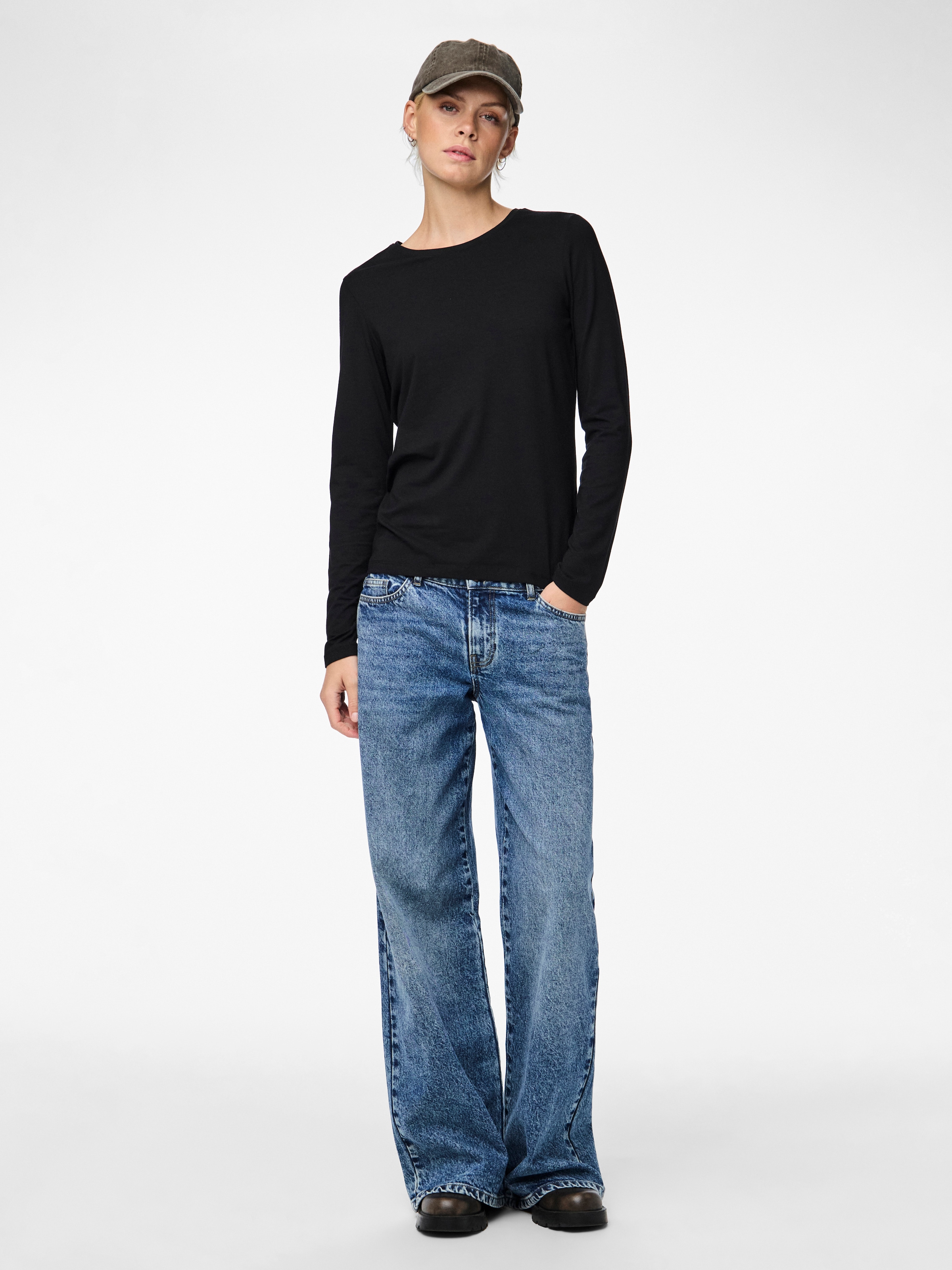 pieces Langarmshirt »PCSIRENE LS TEE JRS NOOS« Baumwollmischung, slim fit