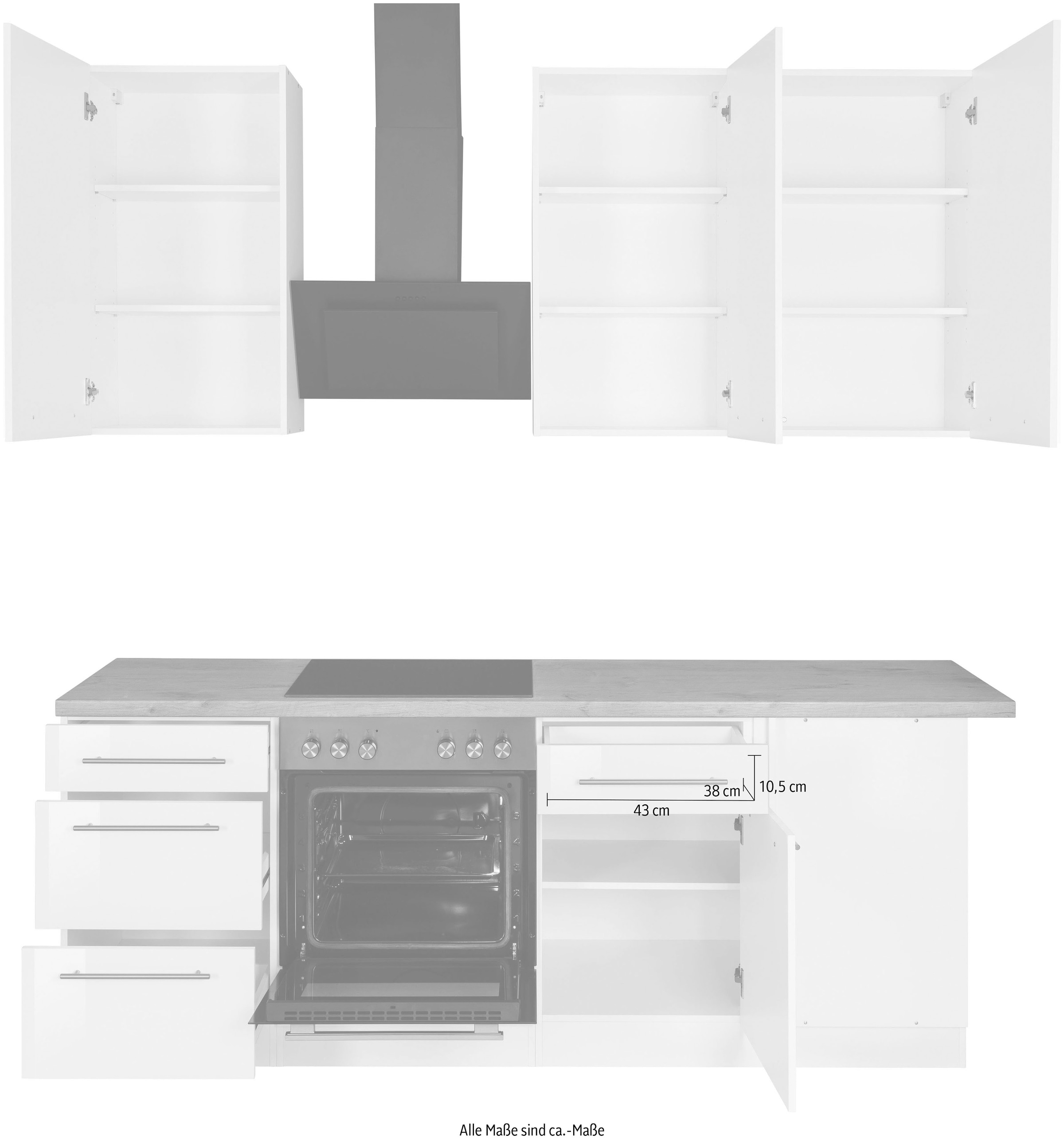 wiho Küchen Winkelküche »Unna«, mit E-Geräten, Stellbreite 220 x 170 cm im  OTTO Online Shop