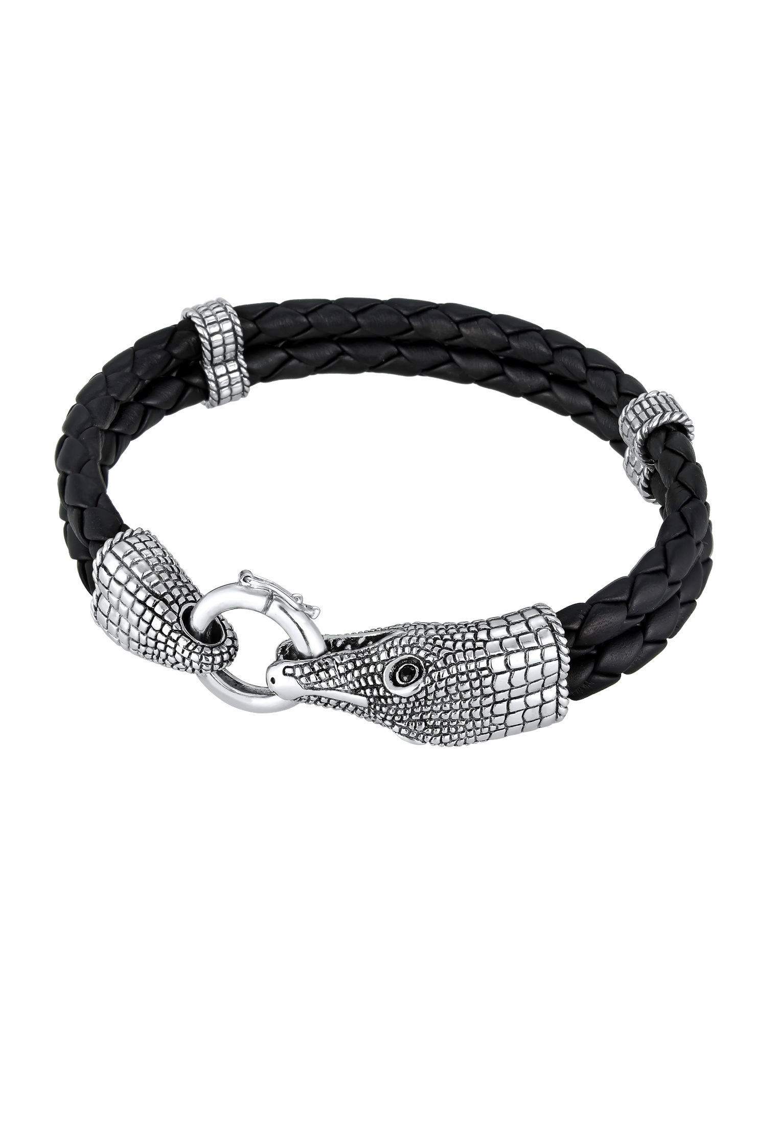 Kuzzoi Lederarmband »Armband Herren Lederarmband Krokodil 925 Sterling Silber«