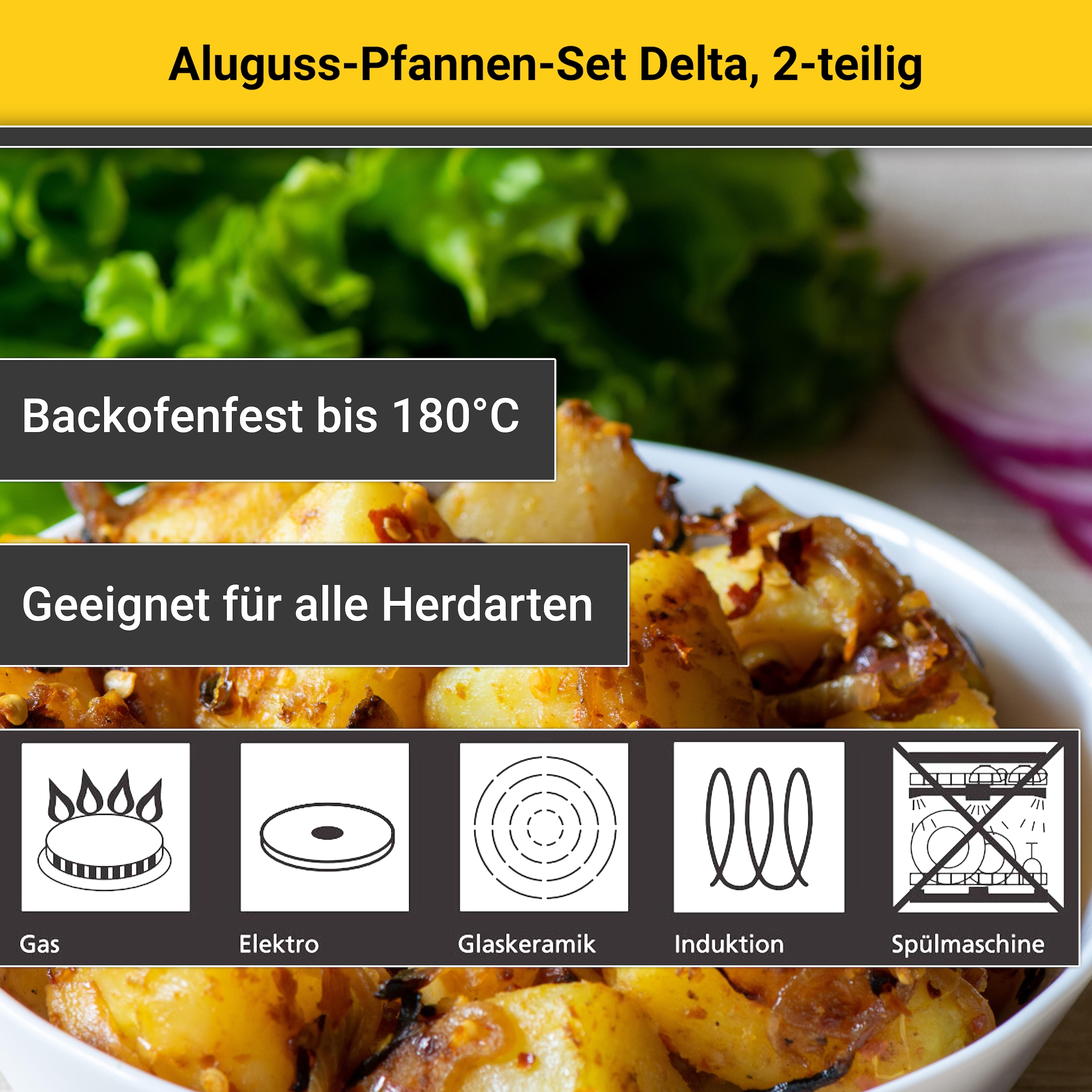 Krüger Pfannen-Set »Delta« Aluminiumguss Set, 2 Stk. tlg. Ø 24/28 cm, Induktion