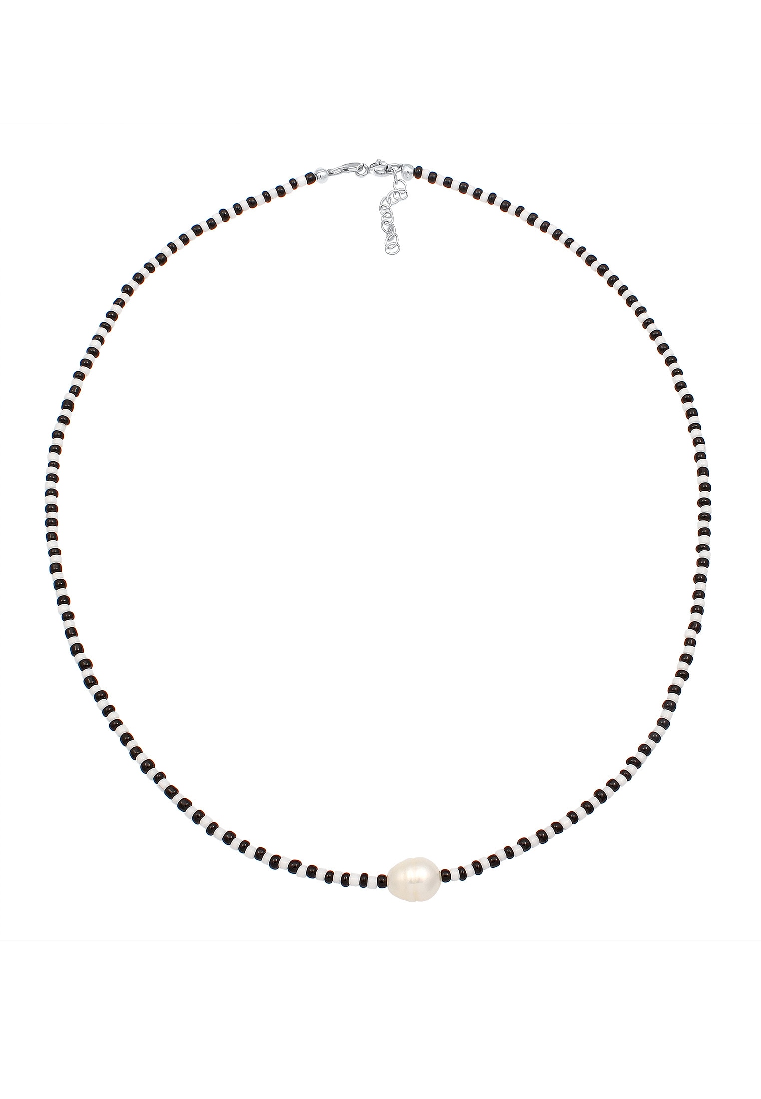 Elli Silberkette »Halskette Barock Perle Glas Beads Schwarz 925 Sterling Silber«