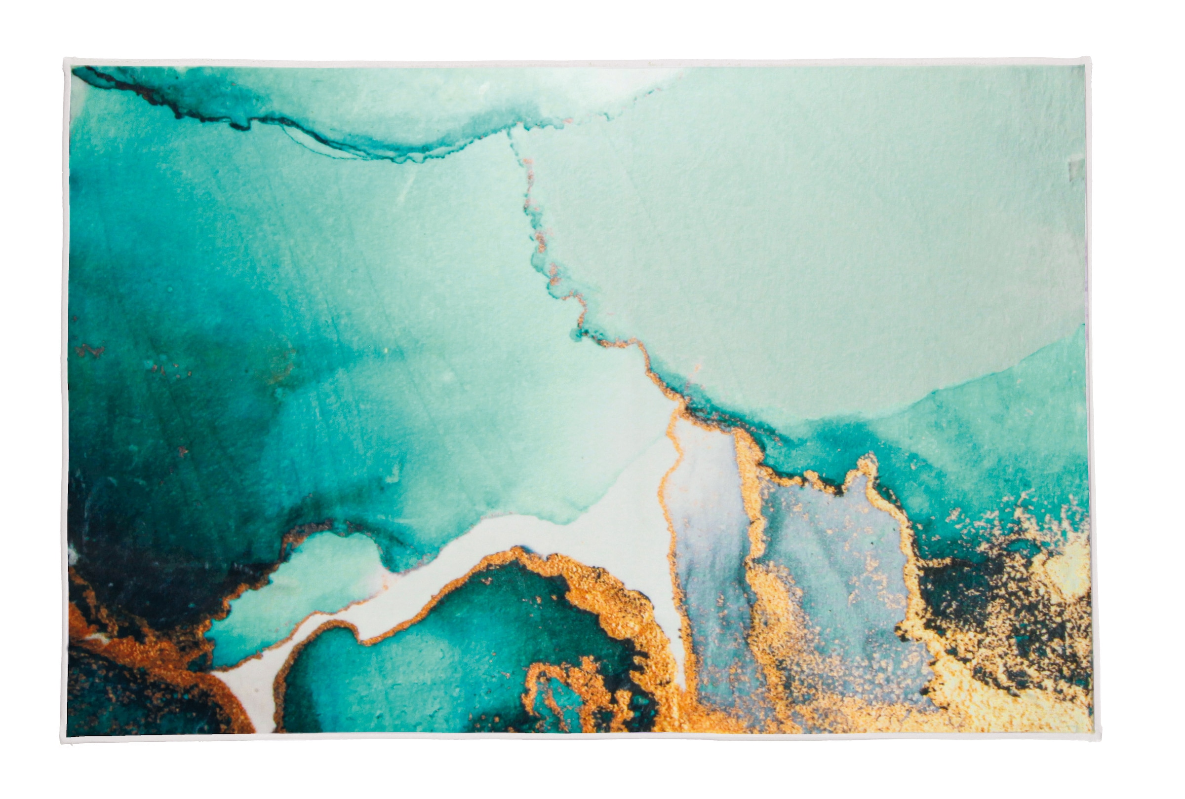 Kleine Wolke Badematte »Teal« Höhe 5 mm rutschhemmend beschichtet fußbodenheizungsgeeignet bedruckt, Marmor Design, goldfarbene Akzente, weich & kuschelig