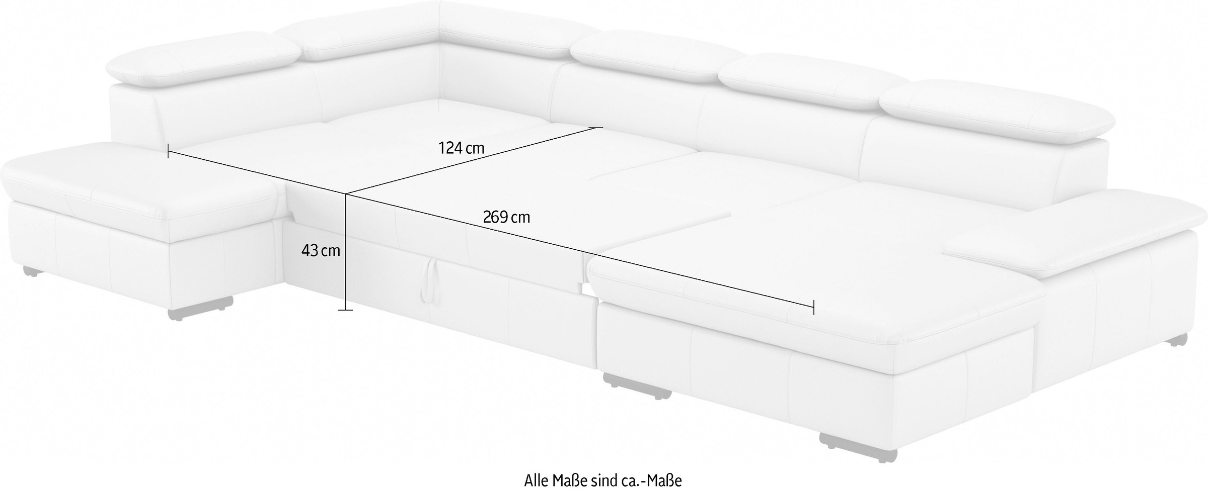 sit&more Wohnlandschaft »Alcudia U-Form«, wahlweise mit Bettfunktion