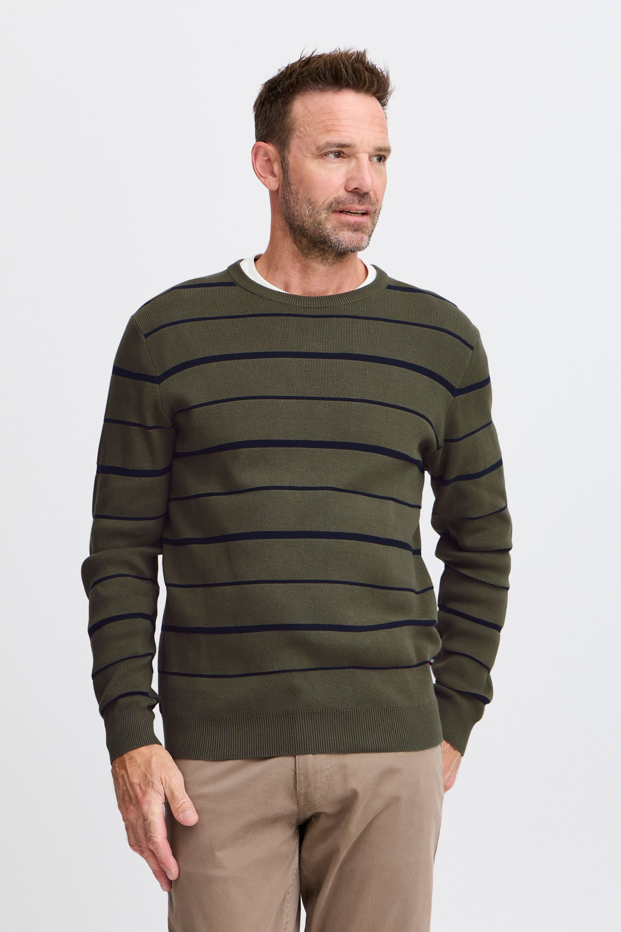 FQ1924 Strickfleece-Pullover »Strickpullover FQKYLE reversed strip crewneck neck«