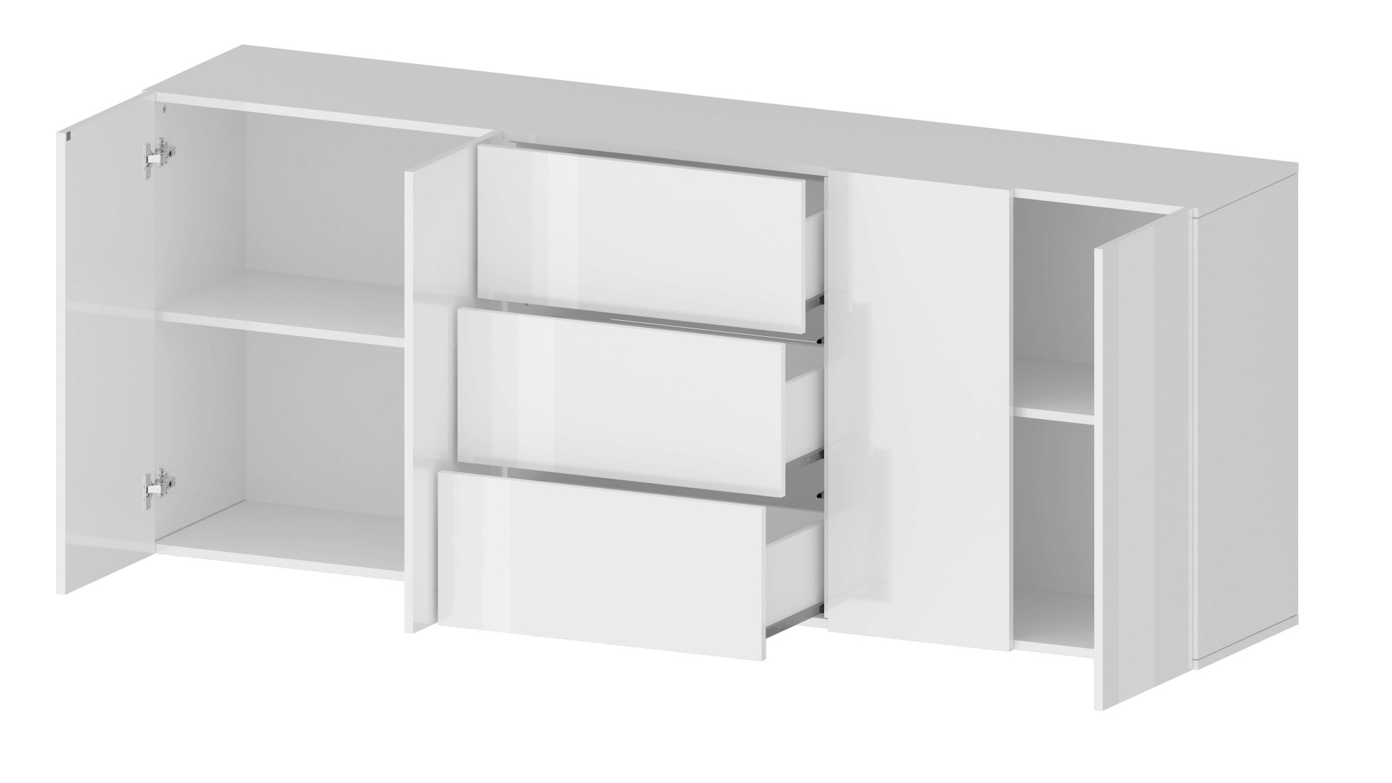 INOSIGN Sideboard »Egypt, Kommode, Schrank, Kredenz, grifflos«, 4 Türen, 3 Schubkästen mit Push-To-Open Funktion, Hochglanz Breite 200
