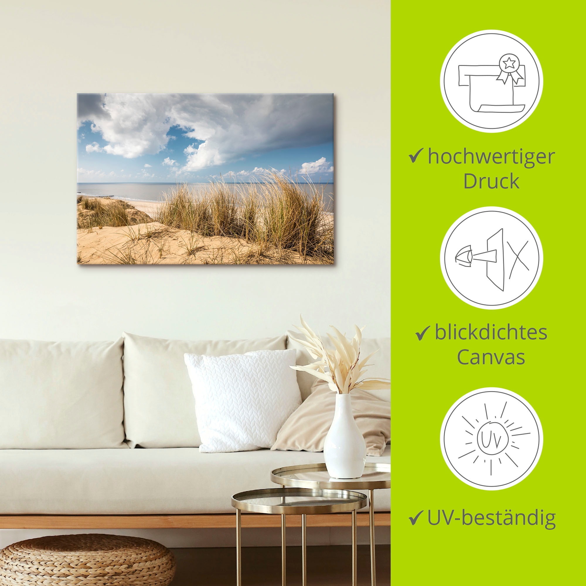 Artland Leinwandbild »Weg durch die Dünen am Roten Kliff« Strandbilder 1 Stk. tlg. auf Holzrahmen gespannt