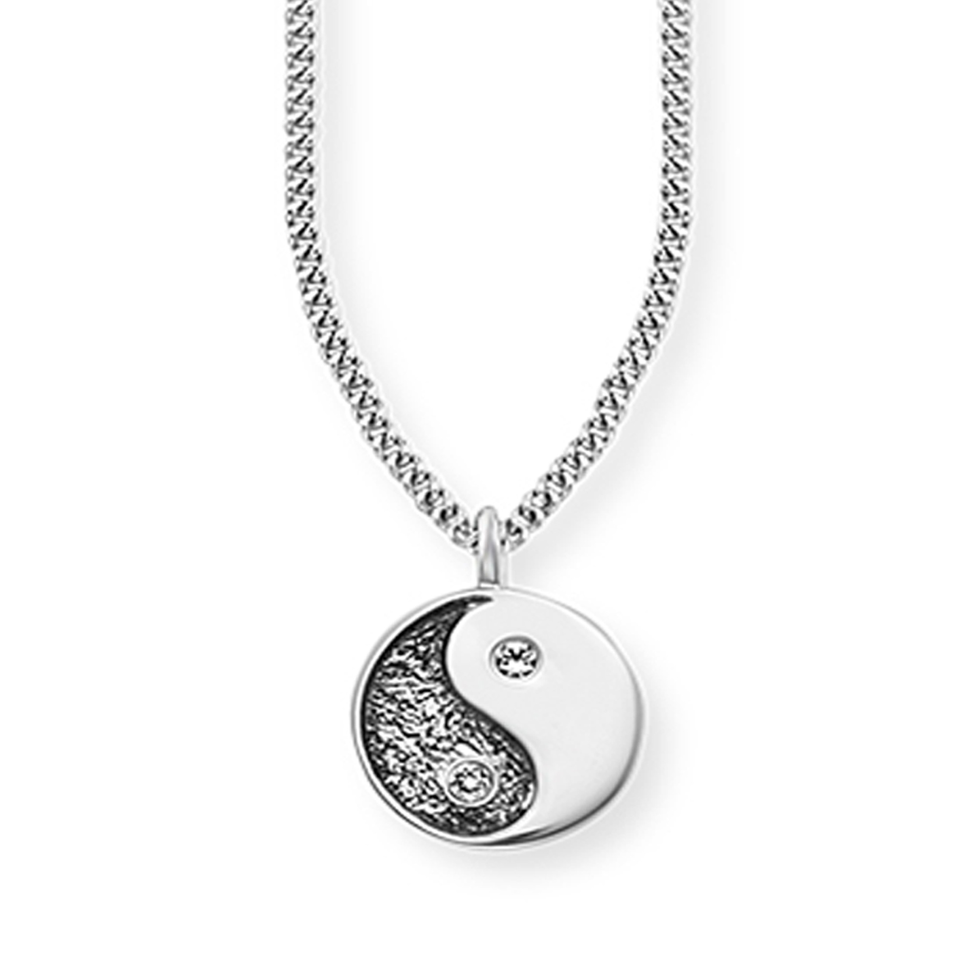 CAÏ Kette mit Anhänger »925/- Sterling Silber rhodiniert Zirkonia Yin Yang«, Anhänger mit Kette