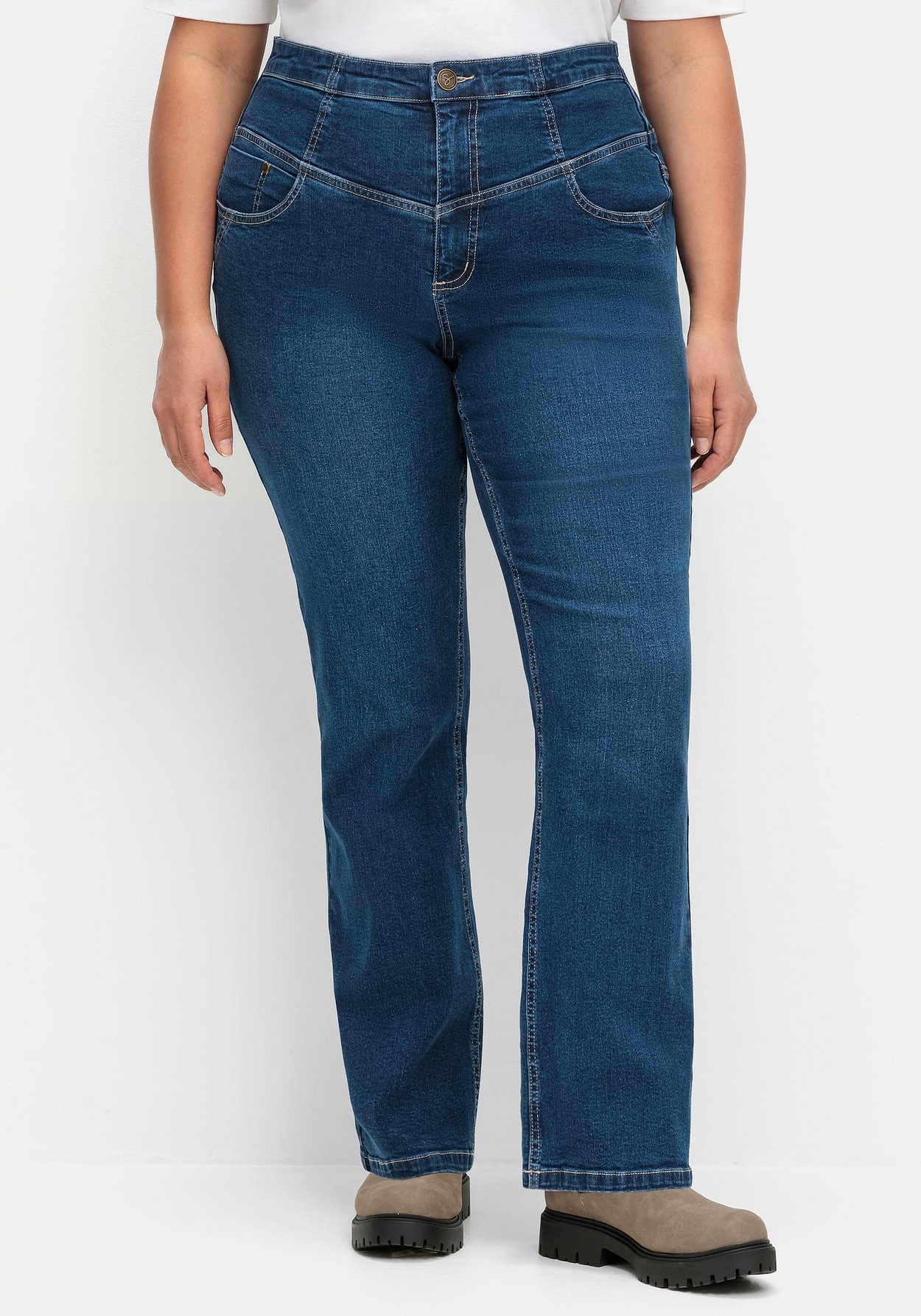 Sheego Stretch-Jeans »Bootcut-Jeans mit hohem Bund mit hohem Bund, im Curvy-Schnitt ANNE«