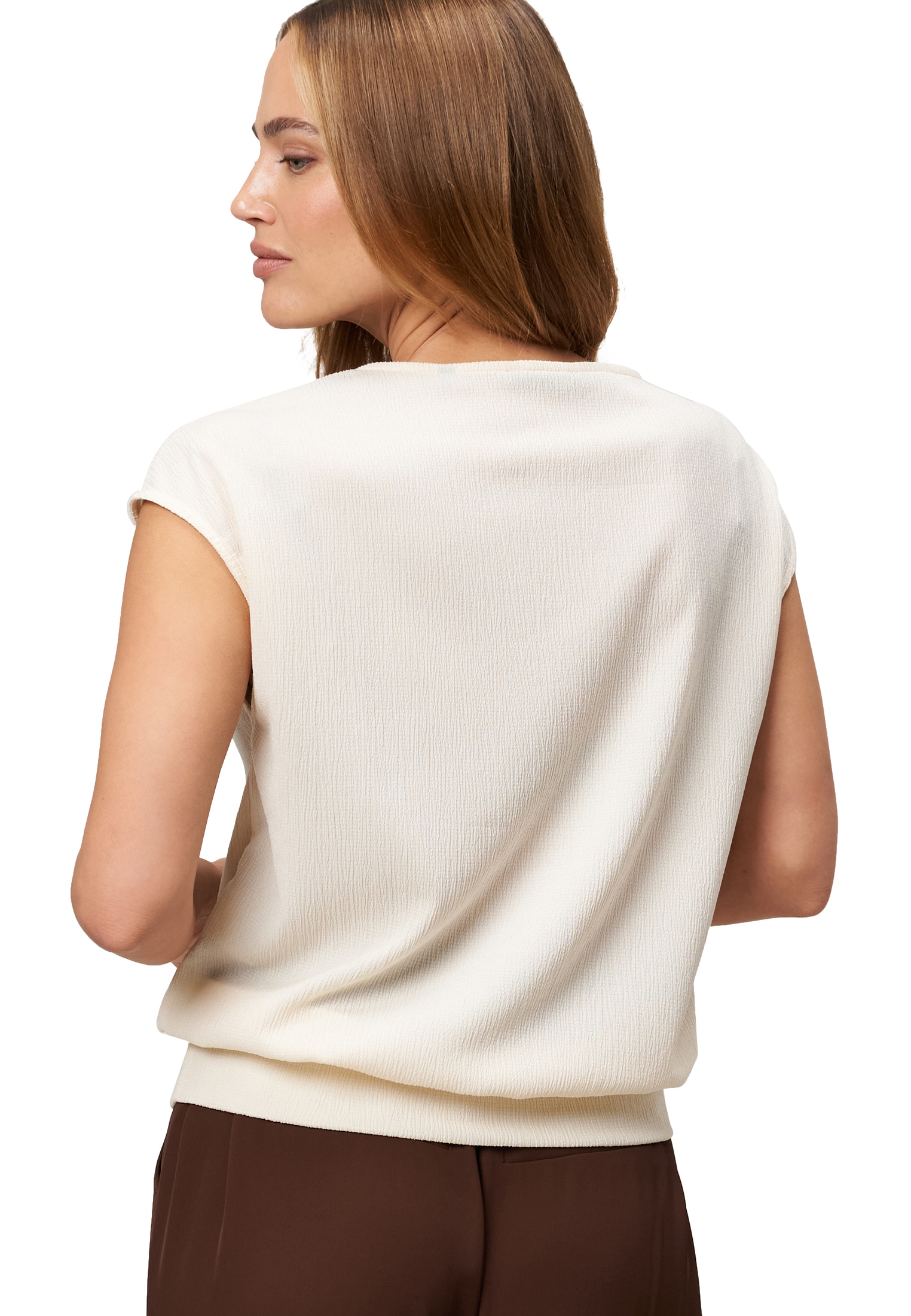 Zero Kurzarmshirt »Plissee-Shirt mit V-Ausschnitt«