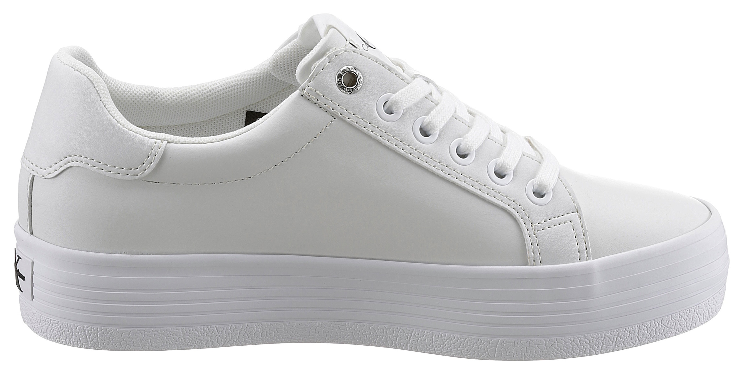 Calvin Klein Jeans Plateausneaker »VULC FLATFORM LACEUP LOW LTH«, weicher Schaftrandpolsterung, Freizeitschuh, Halbschuh, Schnürschuh