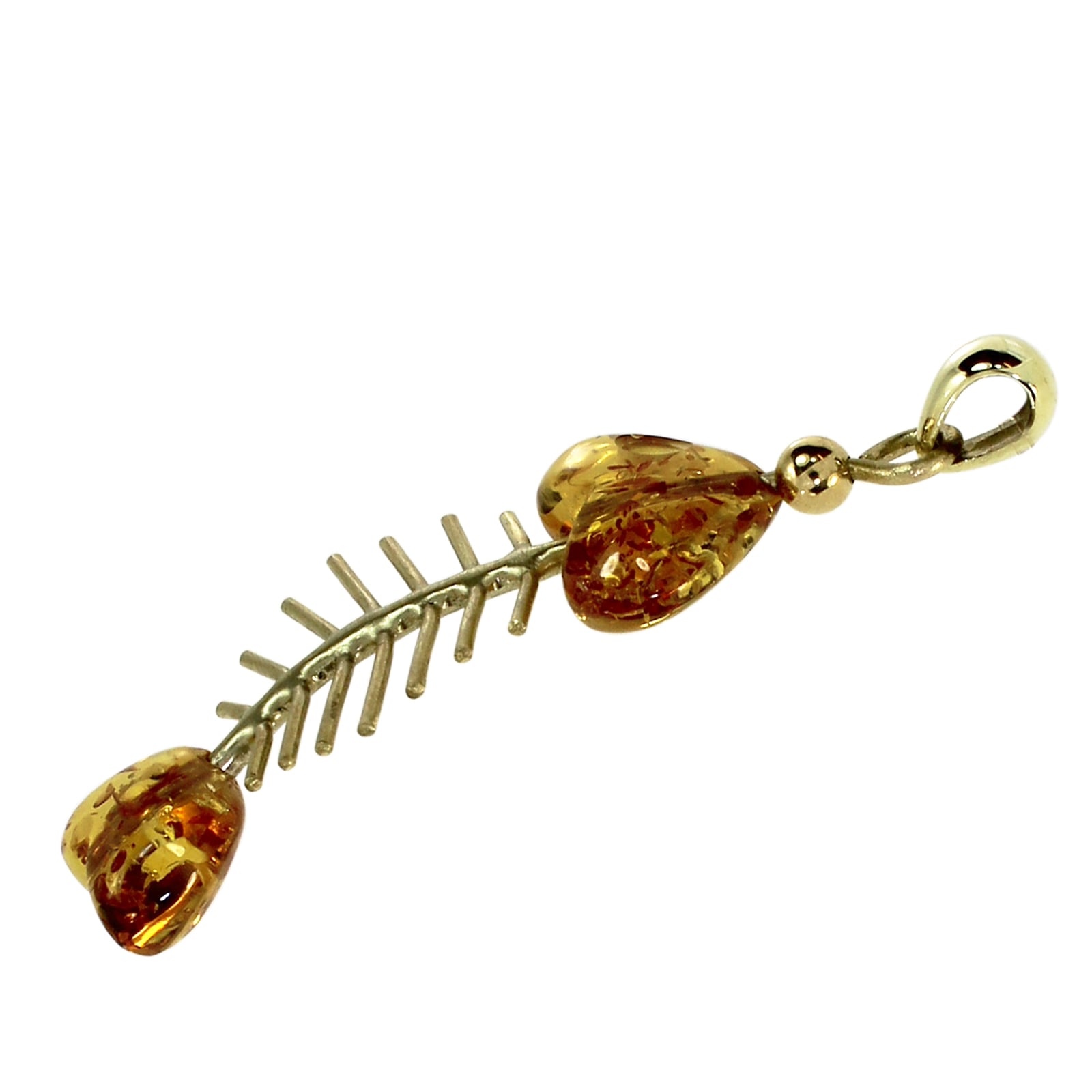 OSTSEE-SCHMUCK Kettenanhänger »- Fisch 45 mm - Gold 333/000 - Bernstein«