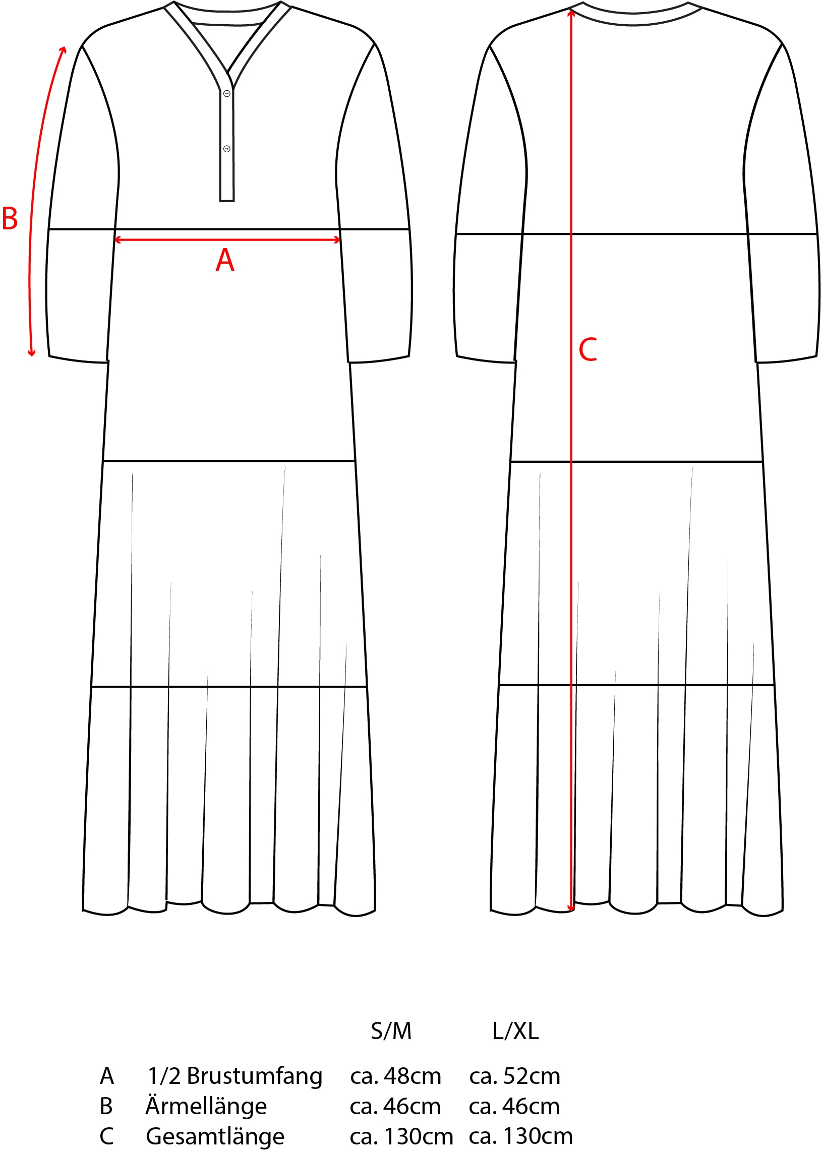 Zwillingsherz Maxikleid »"Dreams"« Ohne Taschen mit Mustermix, Knopfleiste und 3/4 Arm