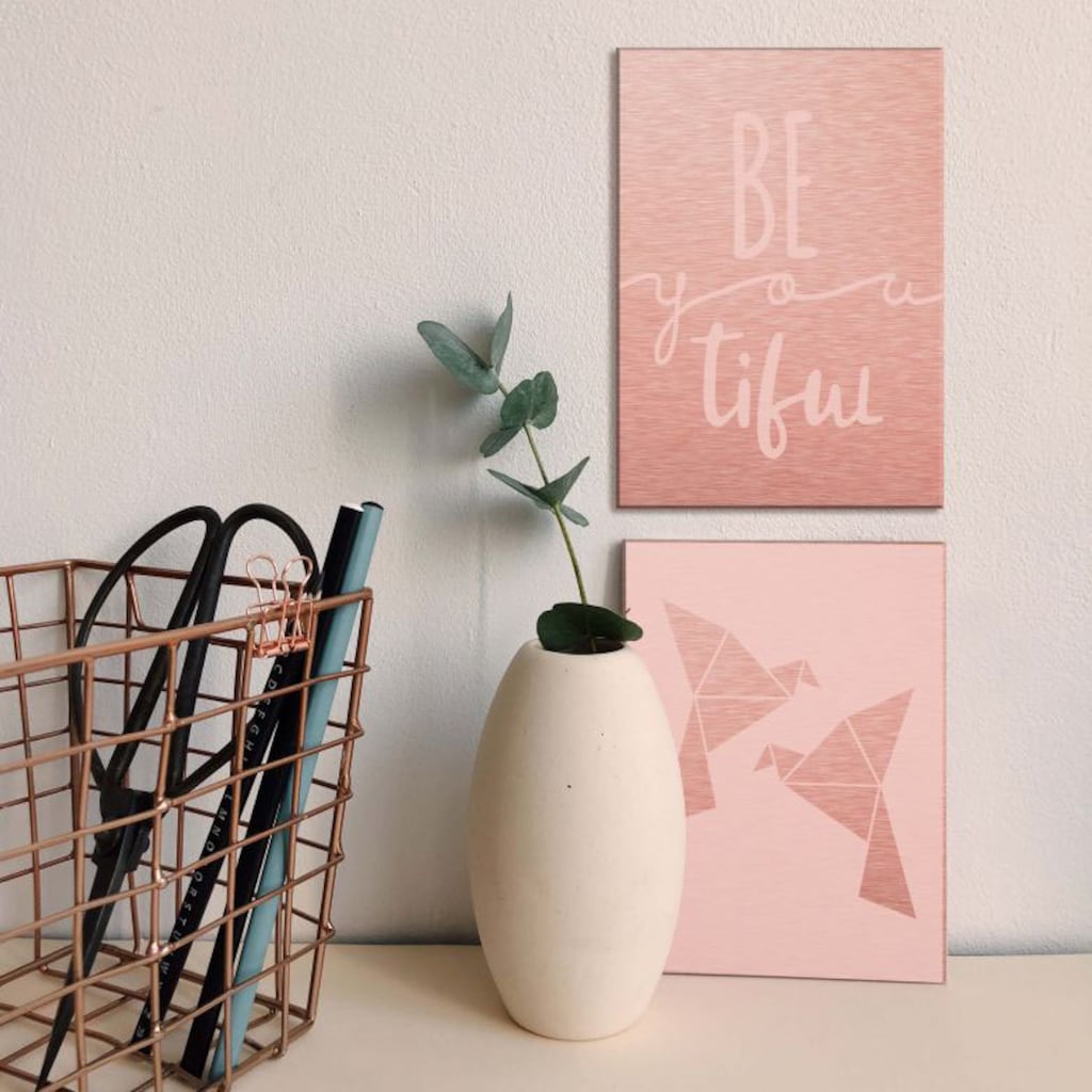 Wall-Art Mehrteilige Bilder »Origami Vogel Be you tiful«, (Set, 2 St.)