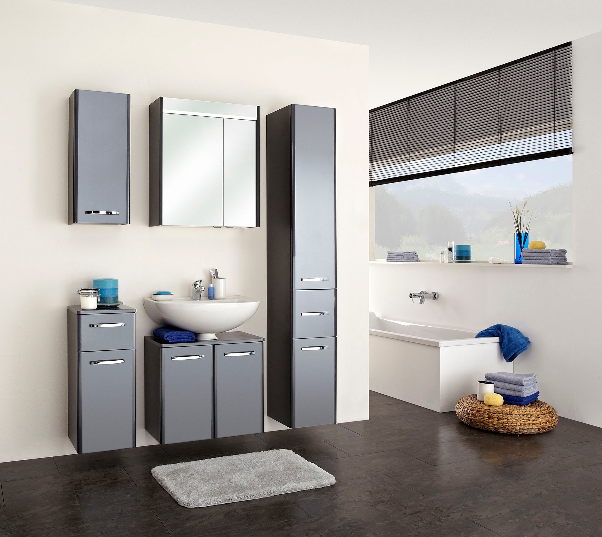 Saphir Unterschrank »Quickset 327 Badschrank, 1 Tür, 1 Schublade, 30 cm breit«, Badezimmer-Unterschrank inkl. Türdämpfer, Griffe in Chrom Glanz