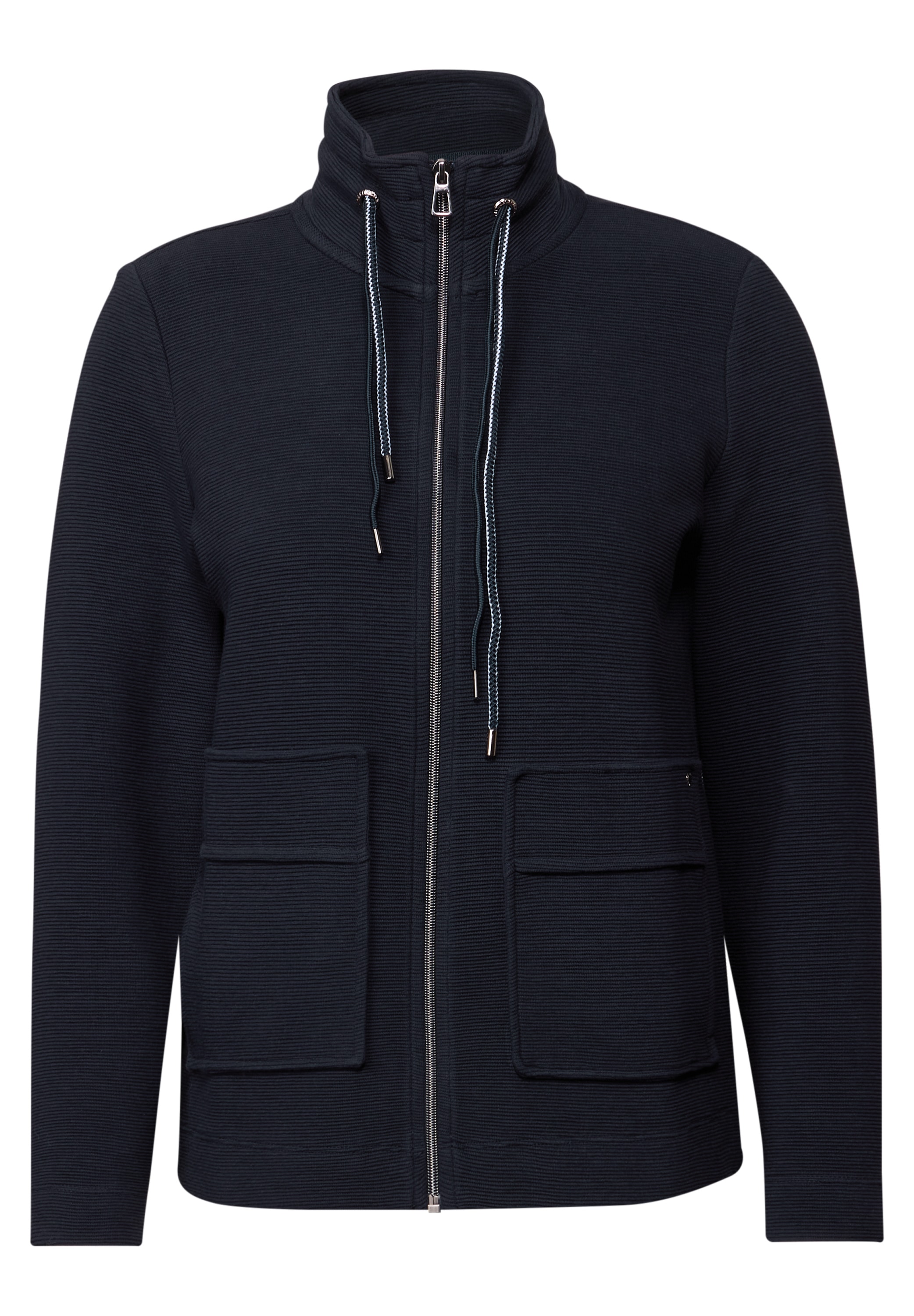 Cecil Sweatjacke, im Ottoman-Look und Stehkragen, Struktur-Optik
