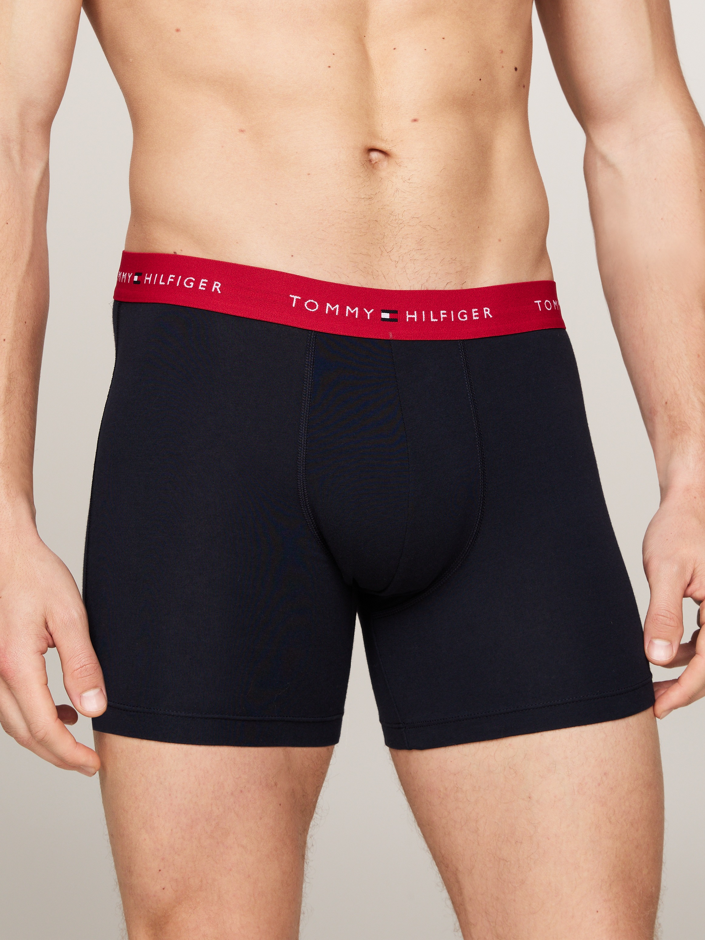 Tommy Hilfiger Underwear Boxershorts »3P BOXER BRIEF WB«, (Packung, 3 St., 3er-Pack), mit kontrastfarbenem Logobund