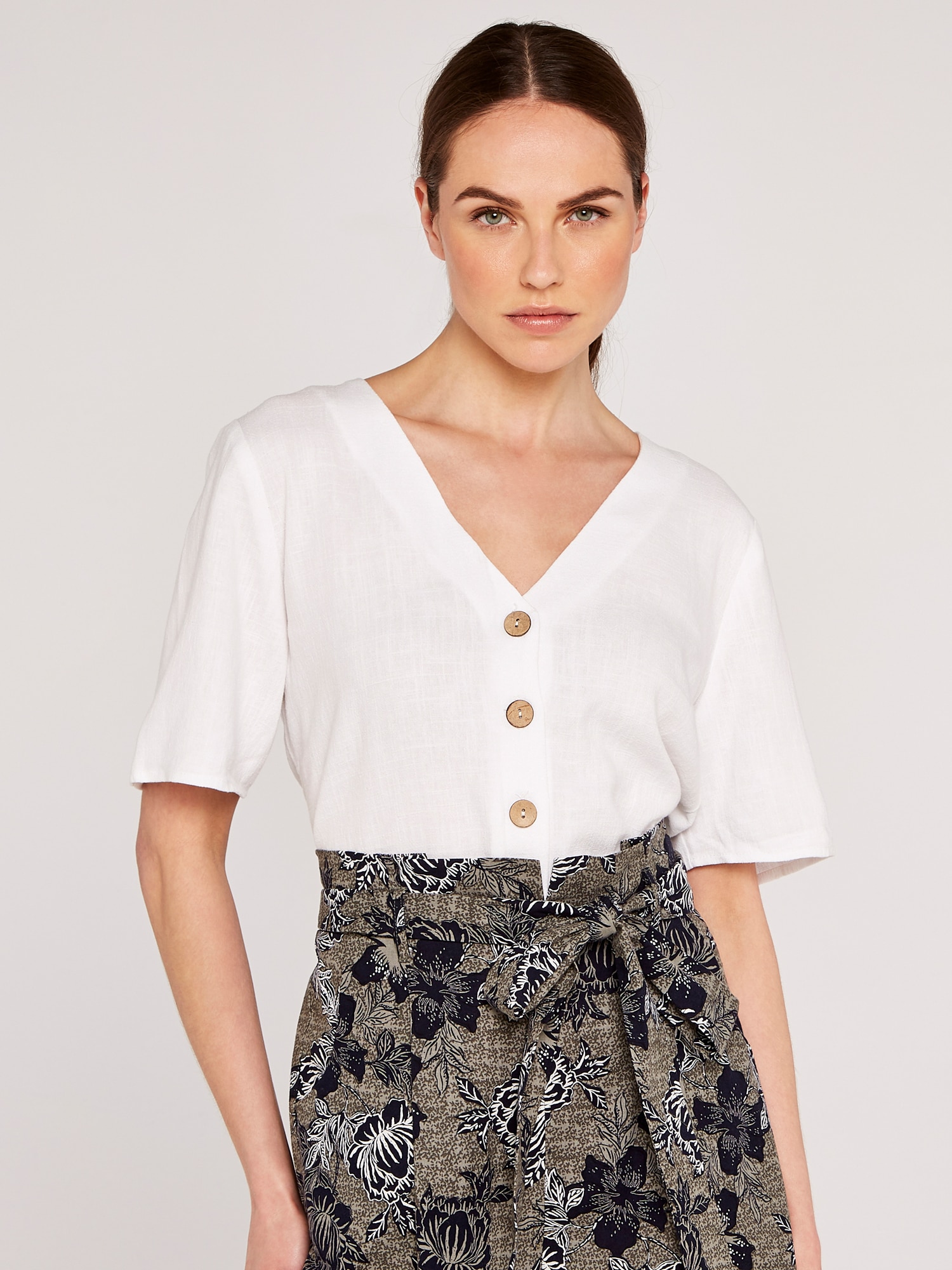 Apricot Kurzarmbluse »Bluse« 1 mit Knopfleiste