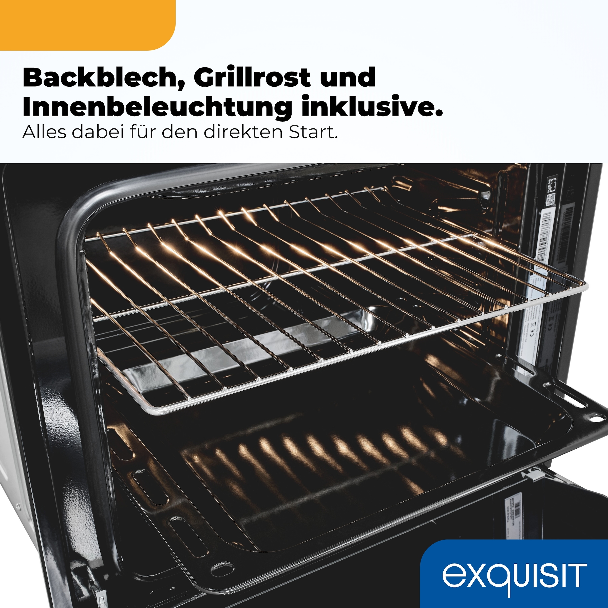 exquisit Backofen-Set »EBE555-120« Set, 2 Stk. tlg. Autarker Einbau-Ofen mit Ober-/Unterhitze, Sensor-Kochfeld