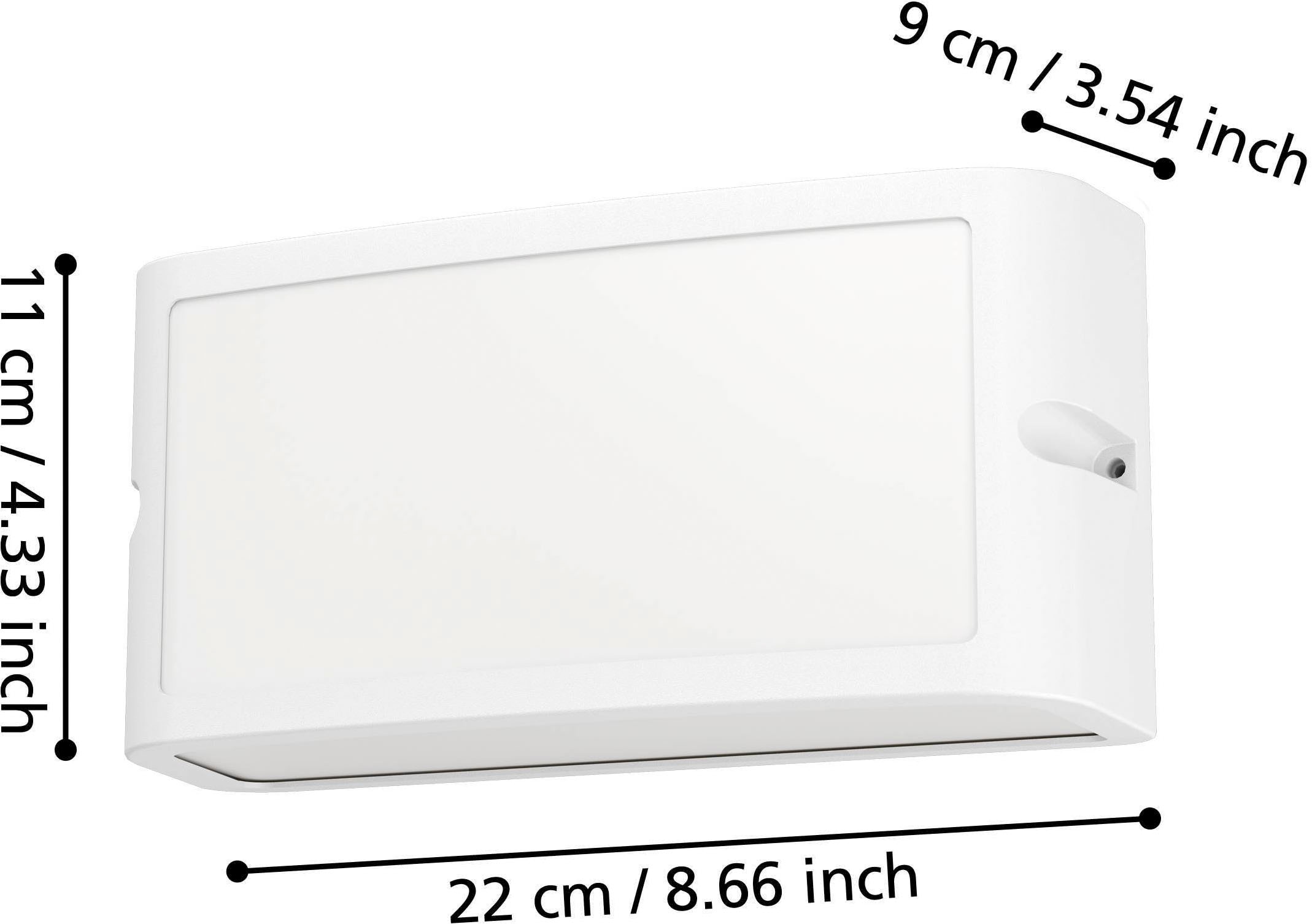 EGLO Wandleuchte »Camarda Wandlampe, rechteckige Außenleuchte, Außenwandleuchte, IP54« LED-Modul 1 Stk. Neutralweiß Wand-/Deckenleuchte - L22 x H11 x AL9 cm - weiß - 10,5W inkl.