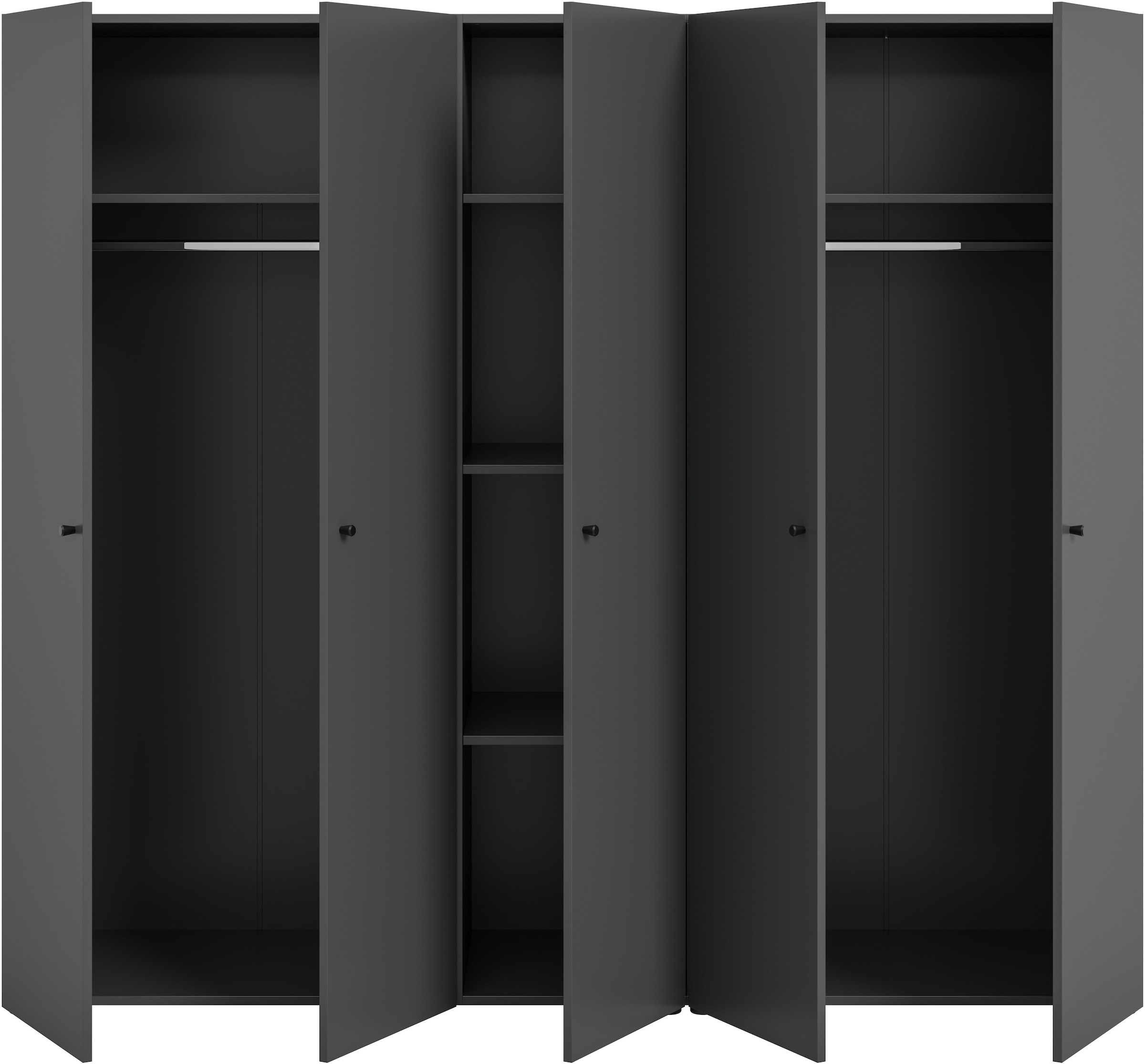 Home affaire Kleiderschrank »BILLINGS, TOPSELLER!, Schlafzimmerschrank, Schrank, Garderobenschrank«, (OTTO BESTSELLER, Garderobe & Schlafzimmer), Breite 200cm, grau, 5-türig, inkl. 2 Kleiderstangen und 5 Ablageböden