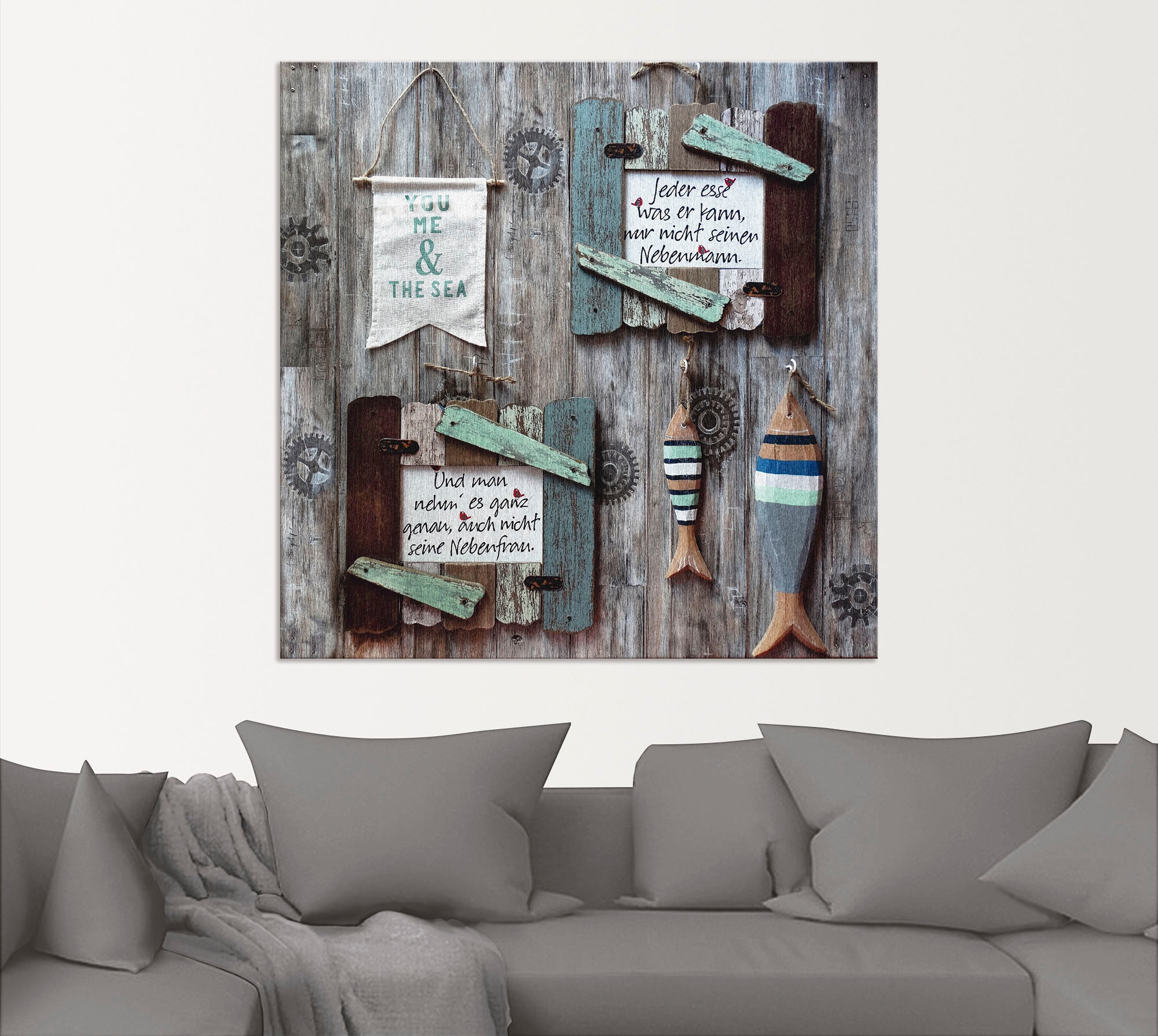 Artland Alu-Dibond-Druck »Du ich und der See« Fisch & Meeresfrüchte 1 Stk. tlg. für Innen- und Außenbereich geeignet, Outdoorbild