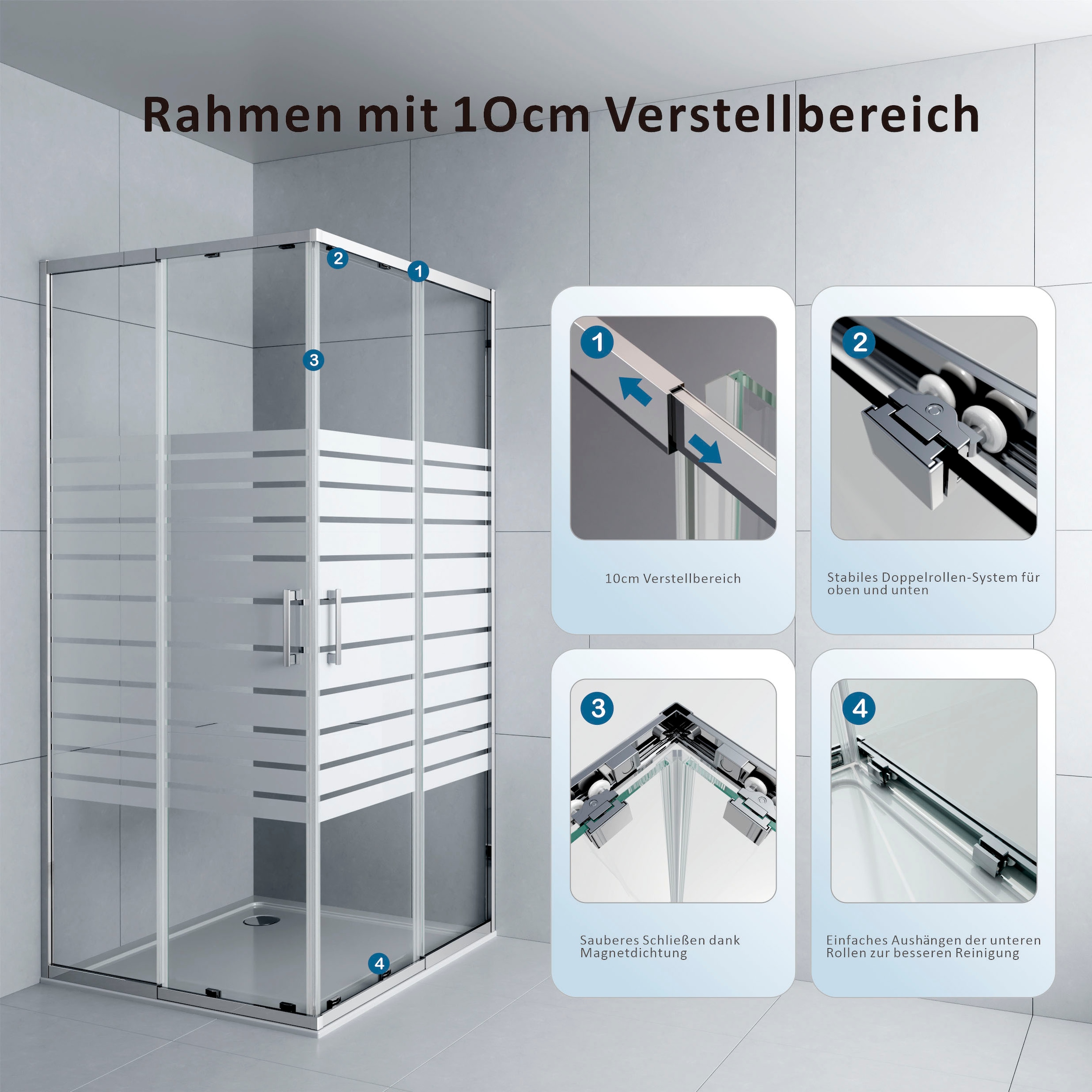 welltime Eckdusche »Trento Slimline« Eckdusche mit Profil in schmalem Design