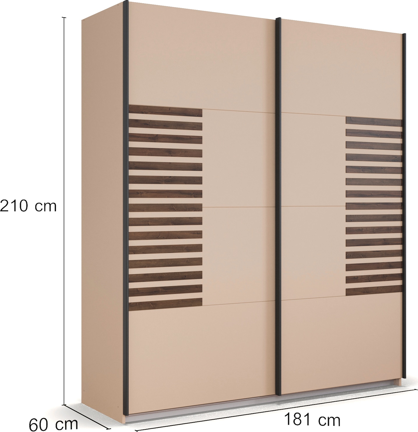 rauch Schwebetürenschrank »Kleiderschrank Schrank Garderobe Schlafzimmerschrank BAREA« Front mit Auflage in moderner Lamellen-Optik MADE IN GERMANY