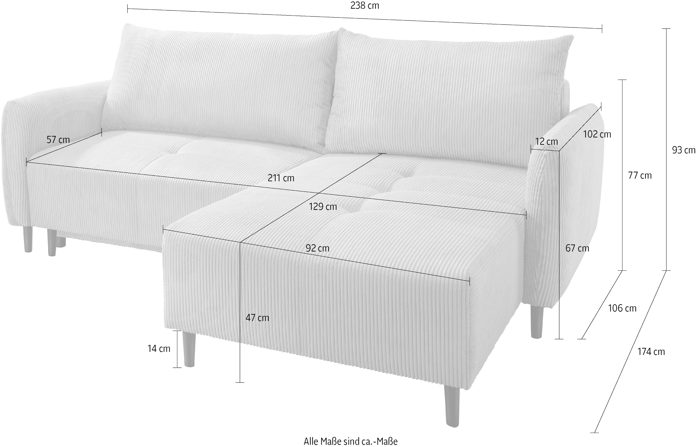 INOSIGN Ecksofa »Mara«, inkl. 2 Stk. Wendekissen, beidseitig montierbar