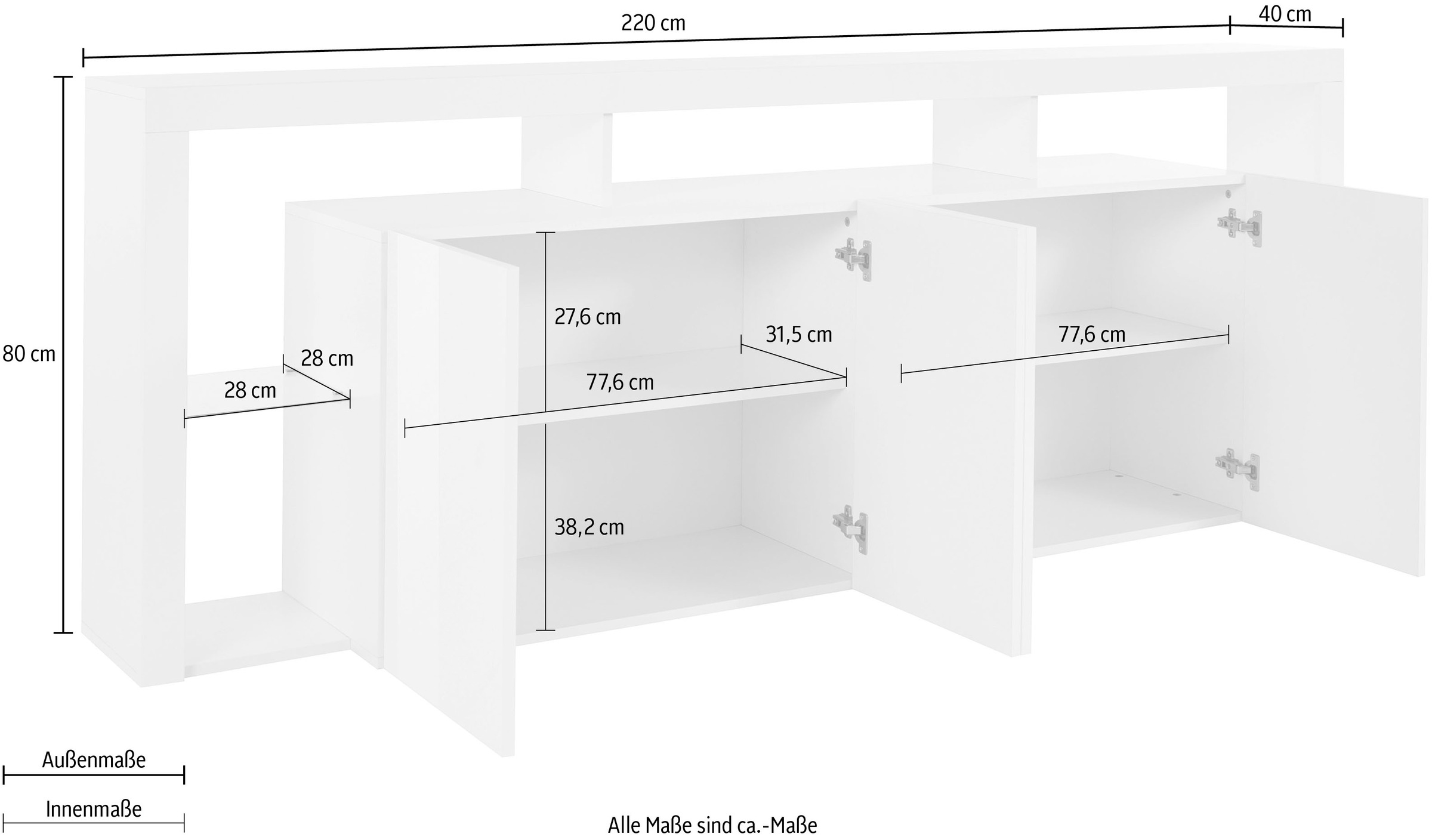 INOSIGN Sideboard »Essential«, Breite ca. 220 cm