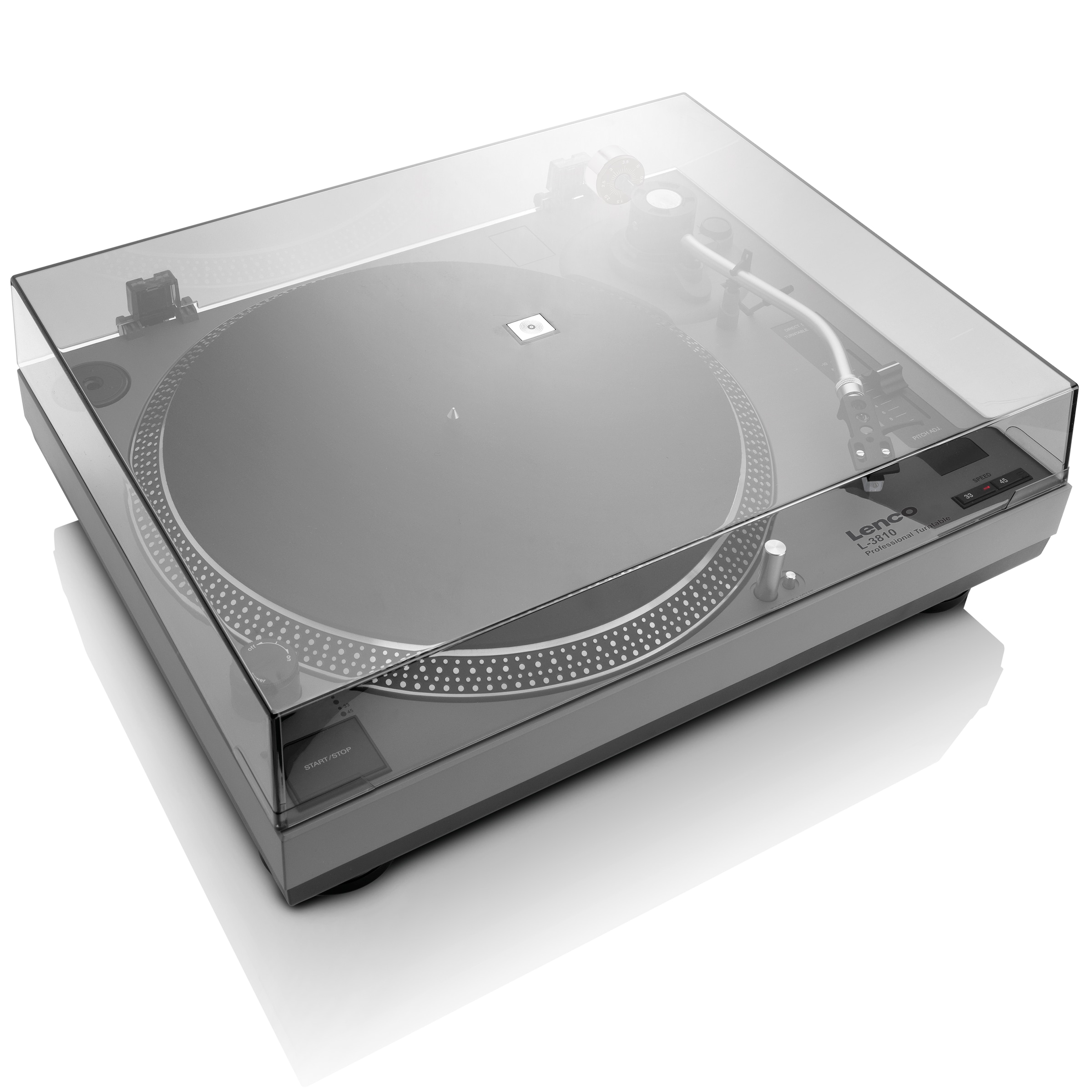 Lenco Plattenspieler »L-3810 gray«, Vorverstärker, Aufnahmefunktion via PC, Pitch Control