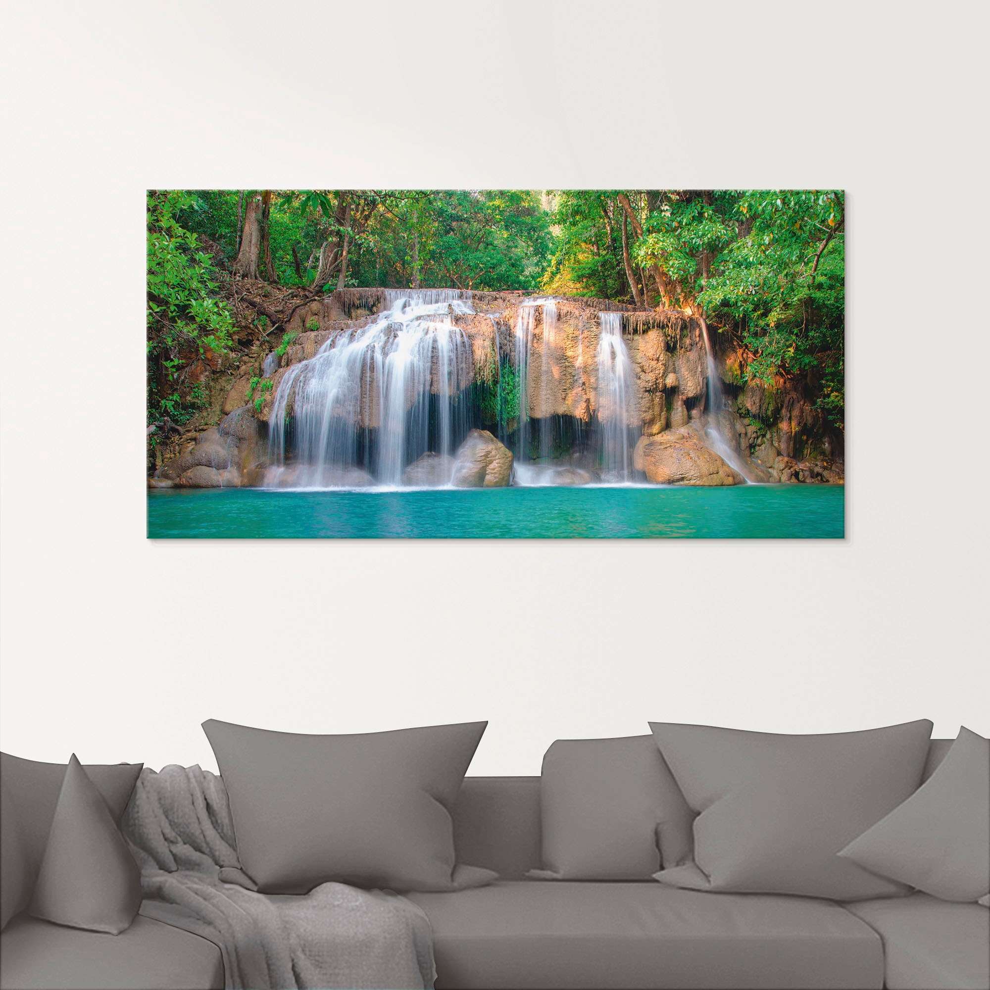 Artland Glasbild »Wasserfall im Wald National Park«, Gewässer, (1 St.), in verschiedenen Größen