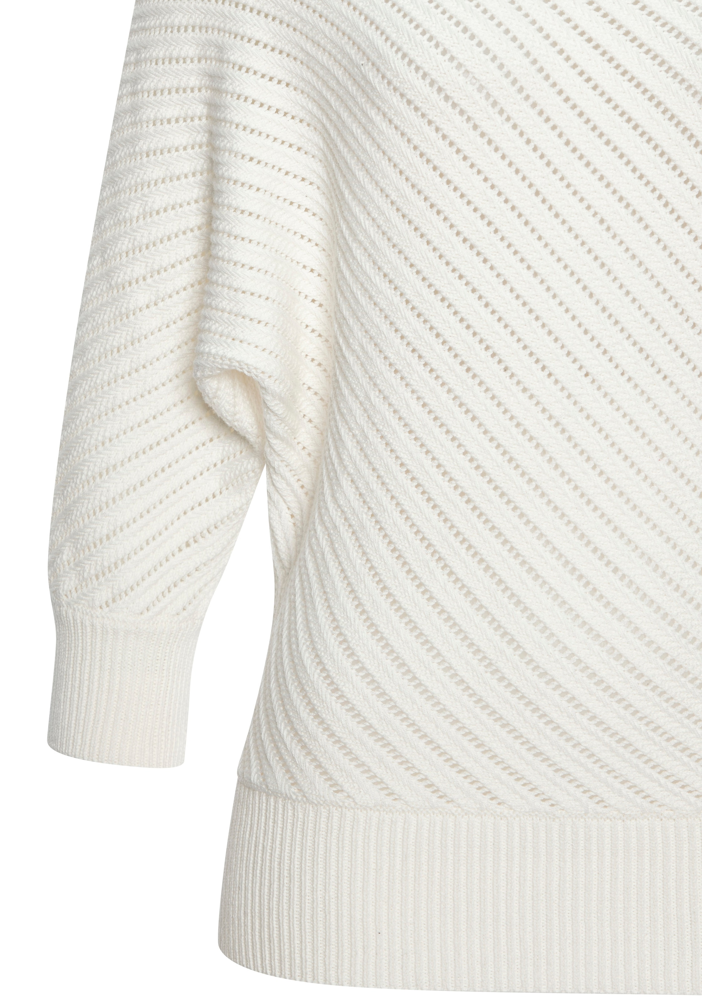LASCANA 3/4 Arm-Pullover mit diagonalem Strickmuster