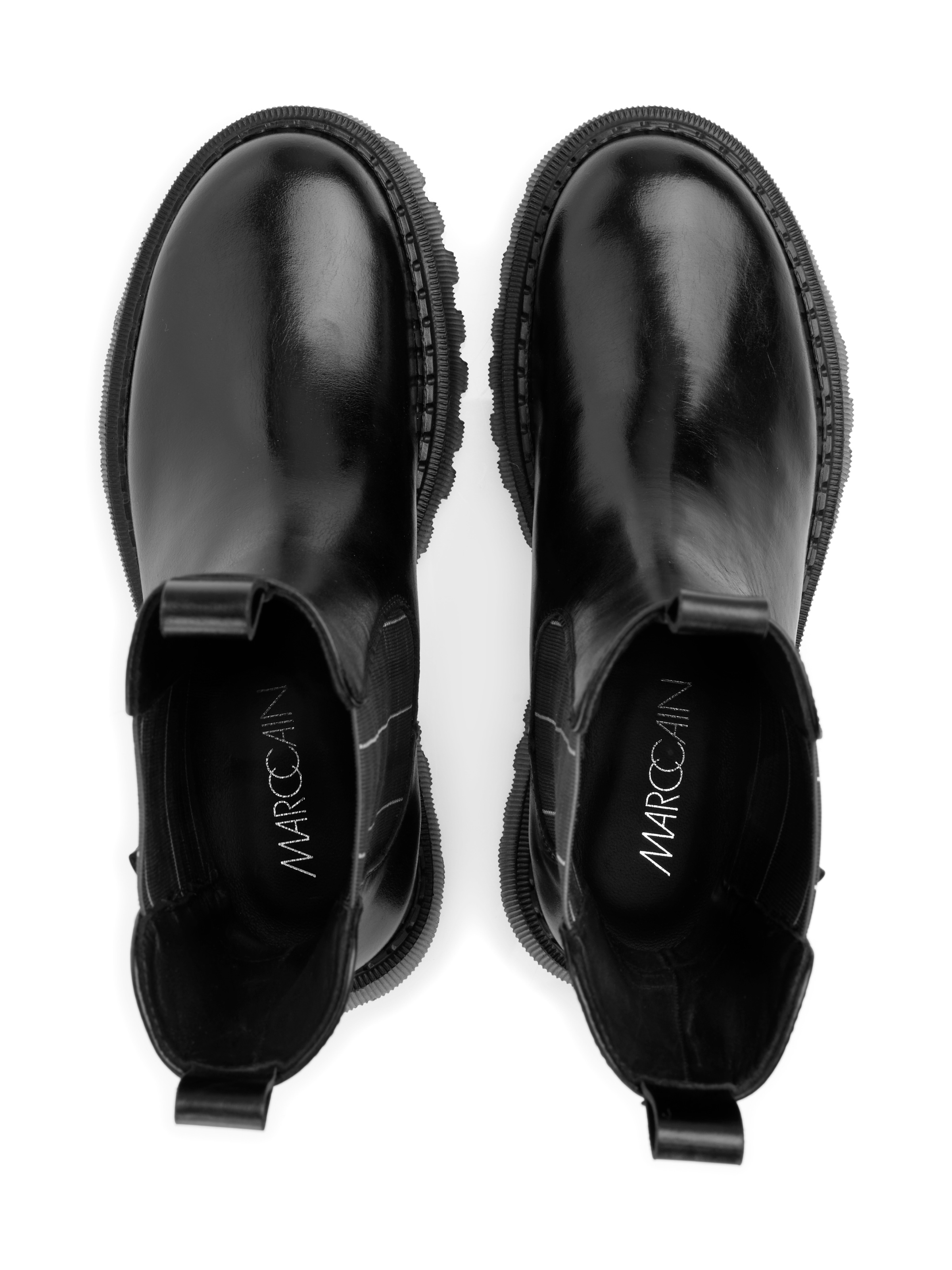 Marc Cain Chelseaboots  Blockabsatz, Stiefelette mit karierten Stretcheinsätzen