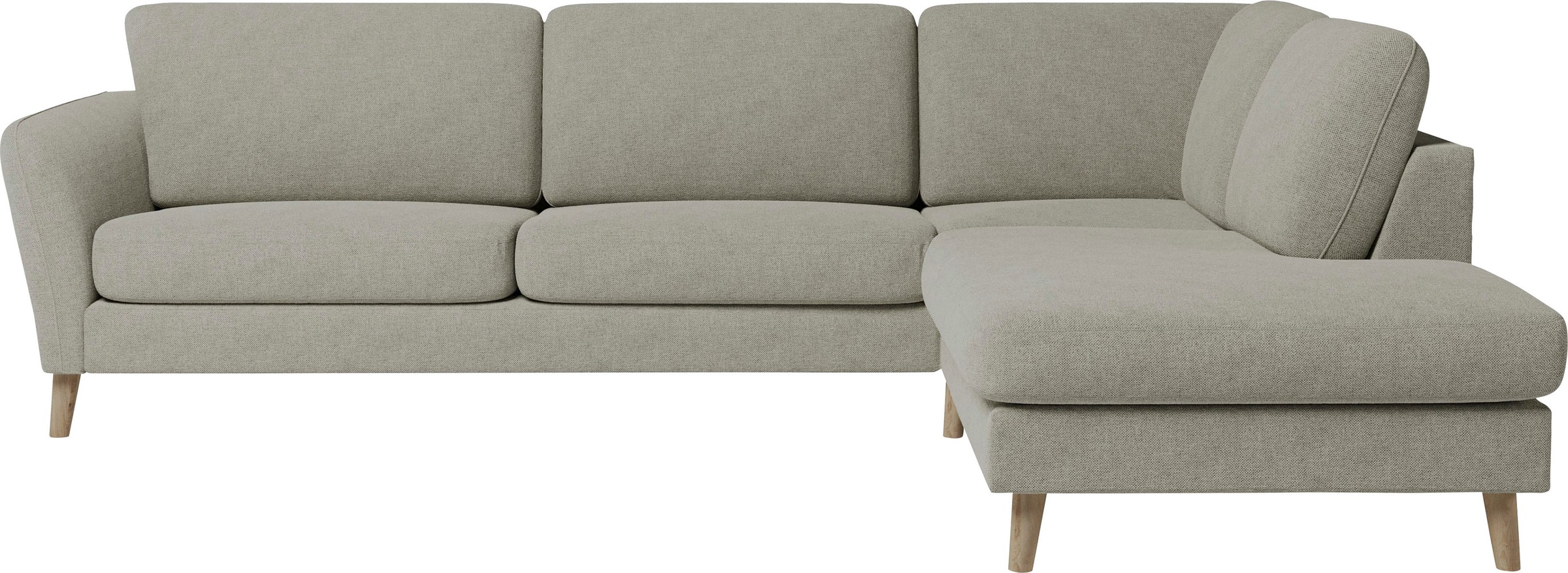 Home affaire Ecksofa »MARSEILLE 278/202 cm, L-Form, Ottom. rechts/links, verschiedene Bezüge«, Massivholzbeine Eiche, Landhausstil, Wellenunterfederung