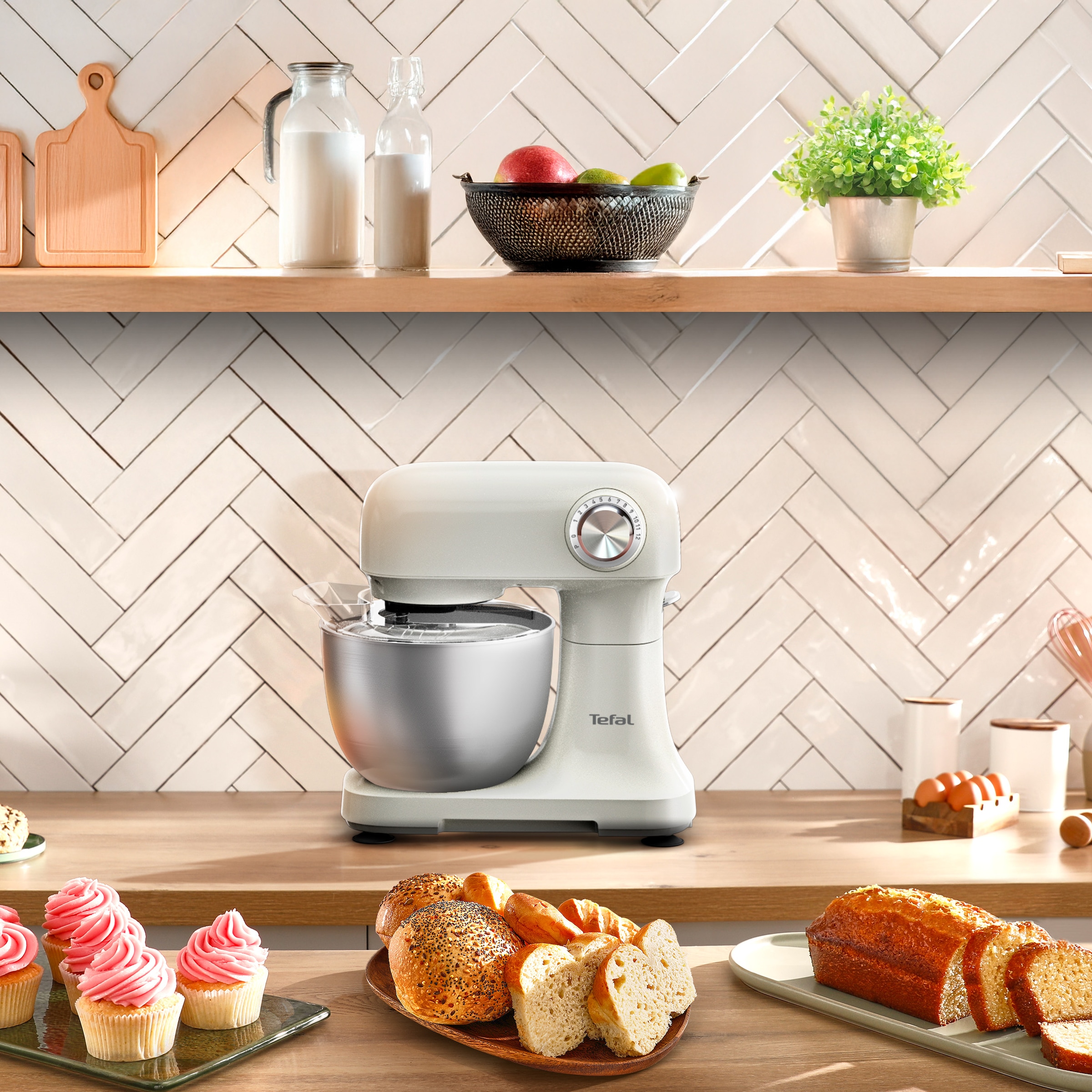 Tefal Küchenmaschine »QB140A Bake Easy«, 12 Geschwindigkeiten + Pulse, planetarisches Rührsystem, 3,5 L