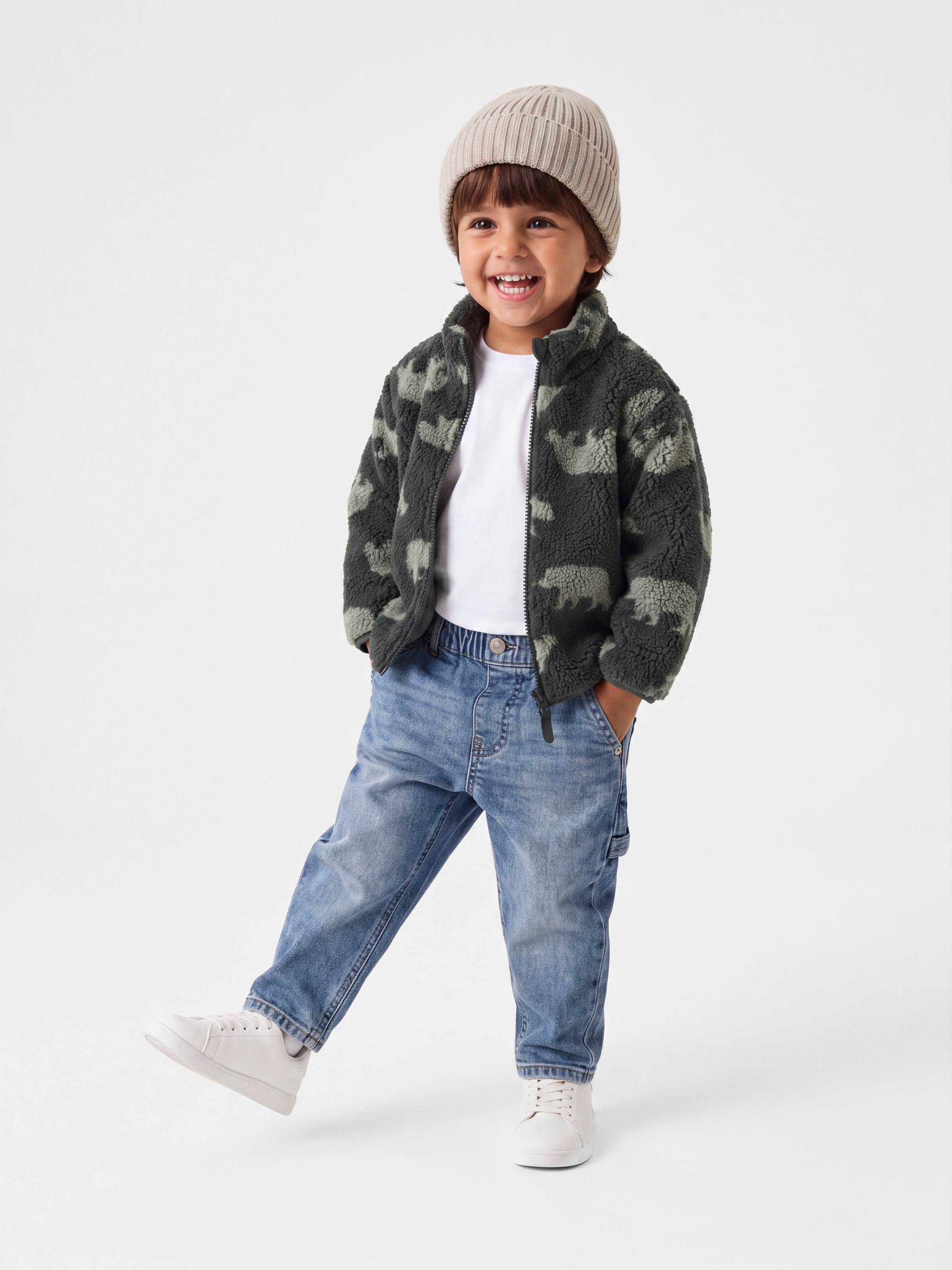 Name It Plüschjacke »NMMMONICO TEDDY JACKET AOP NOOS« Kunstfaser, normal geschnitten