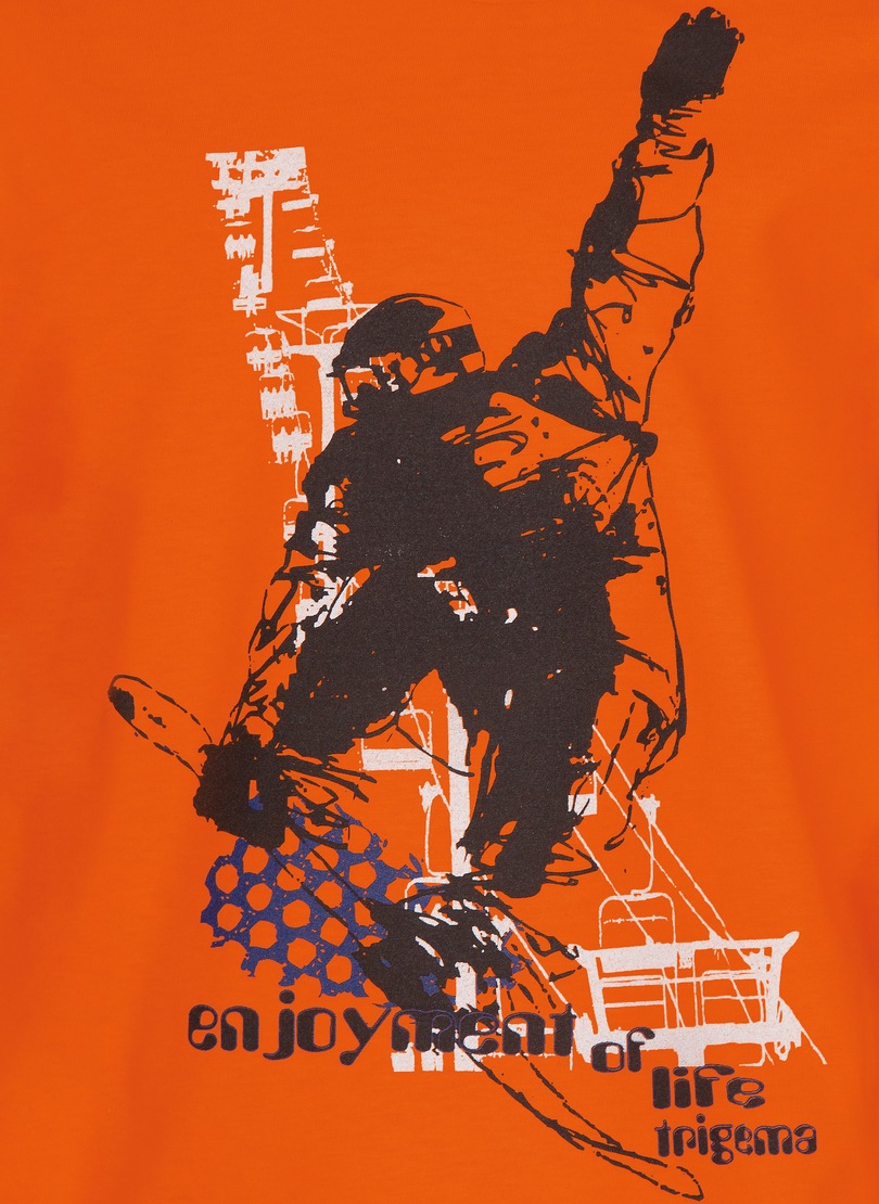 Trigema T-Shirt »TRIGEMA Longsleeve mit Snowboard-Print«, (1 tlg.)