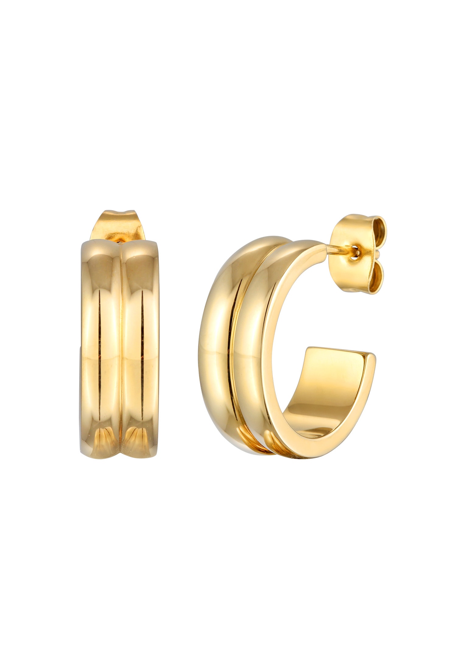 Elli Paar Ohrstecker »Ohrringe Creolen Stecker Rillen Design Modern Goldfarben«