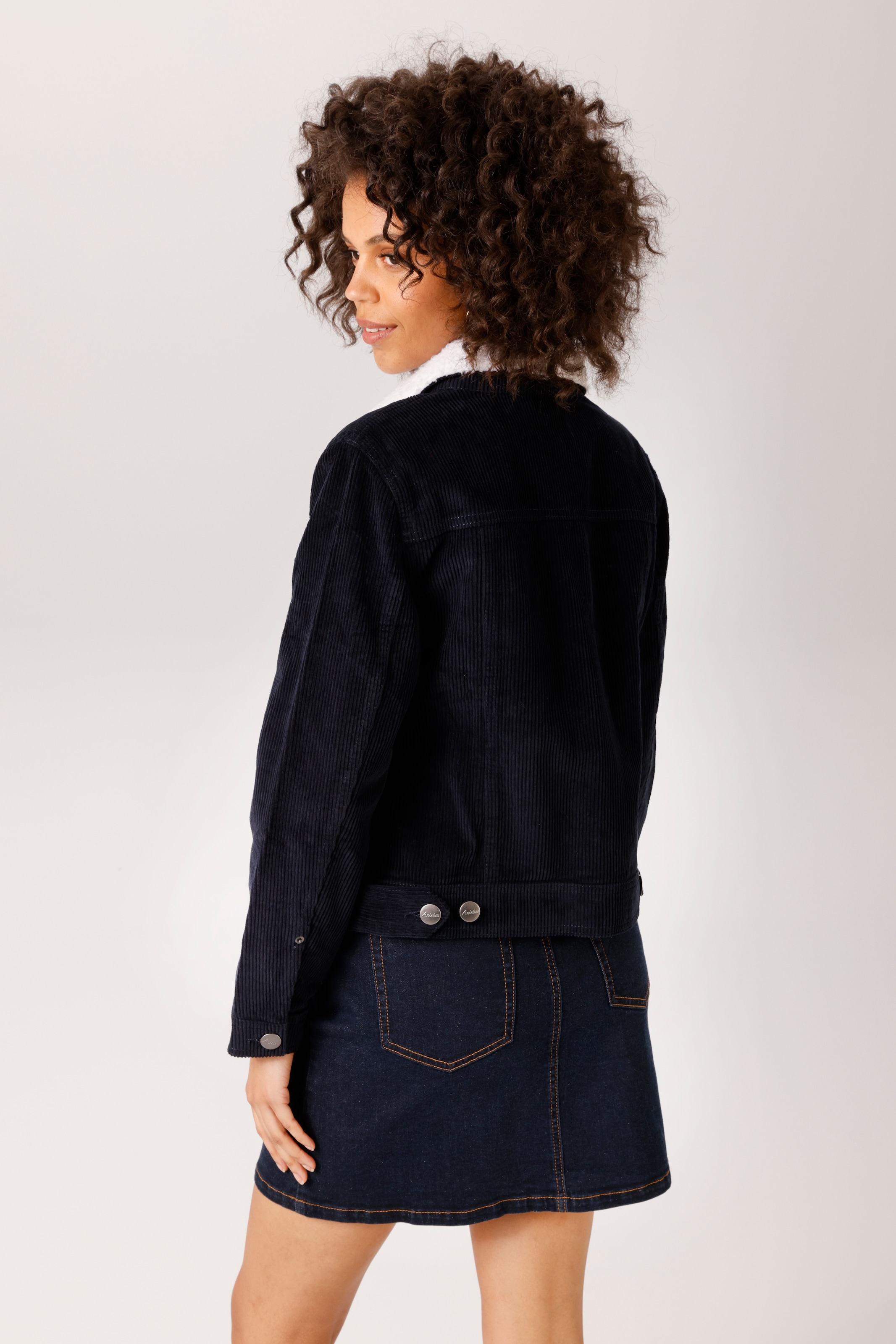 Aniston CASUAL Cordjacke mit weichem Teddy-Plüsch am Kragen - NEUE KOLLEKTION