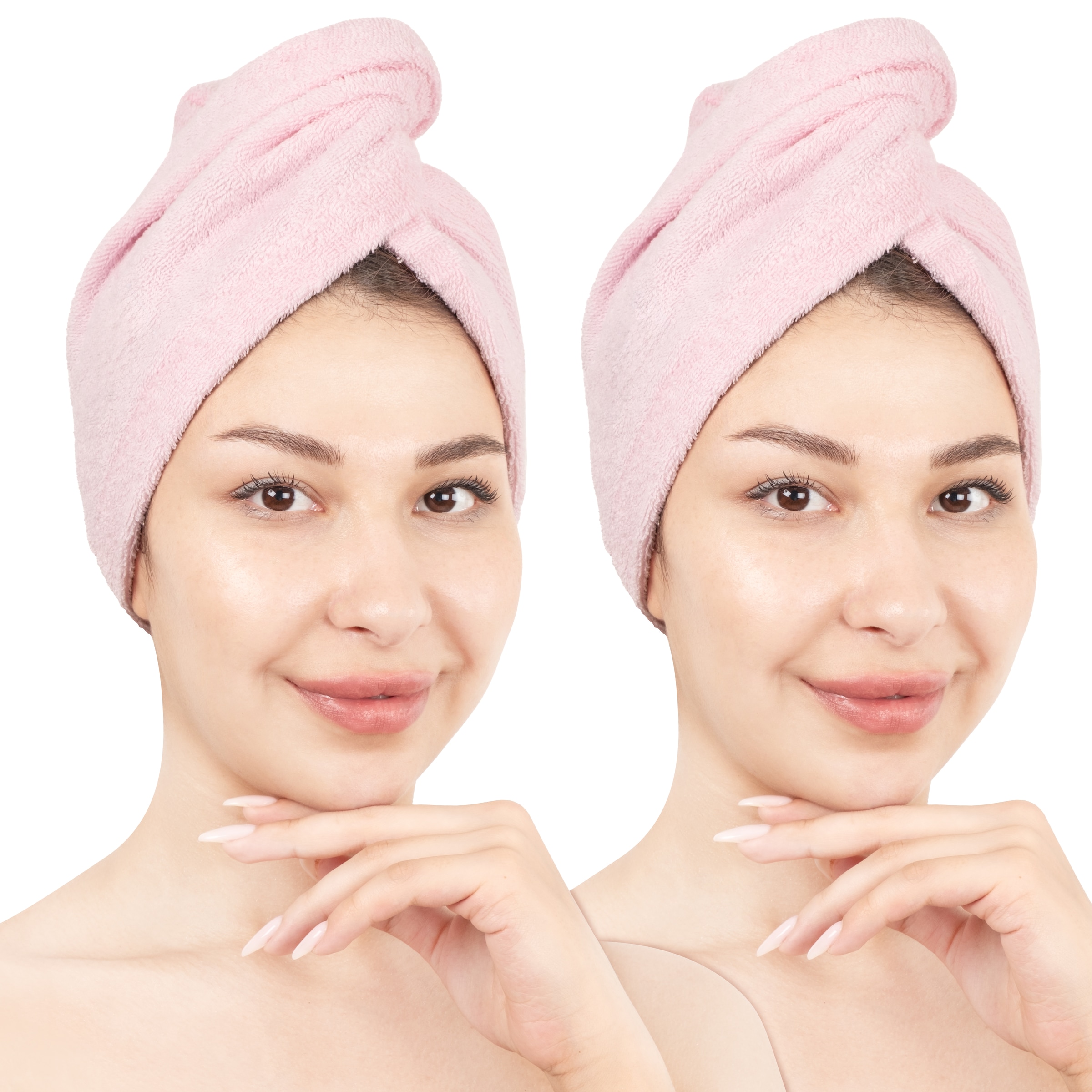HAMMETEX Turban-Handtuch »2er Set Haarturban Damen, 100% Baumwolle, Flauschig & Schnelltrocknend«, (Set, 2 St., 2), Uni-Farben, weich