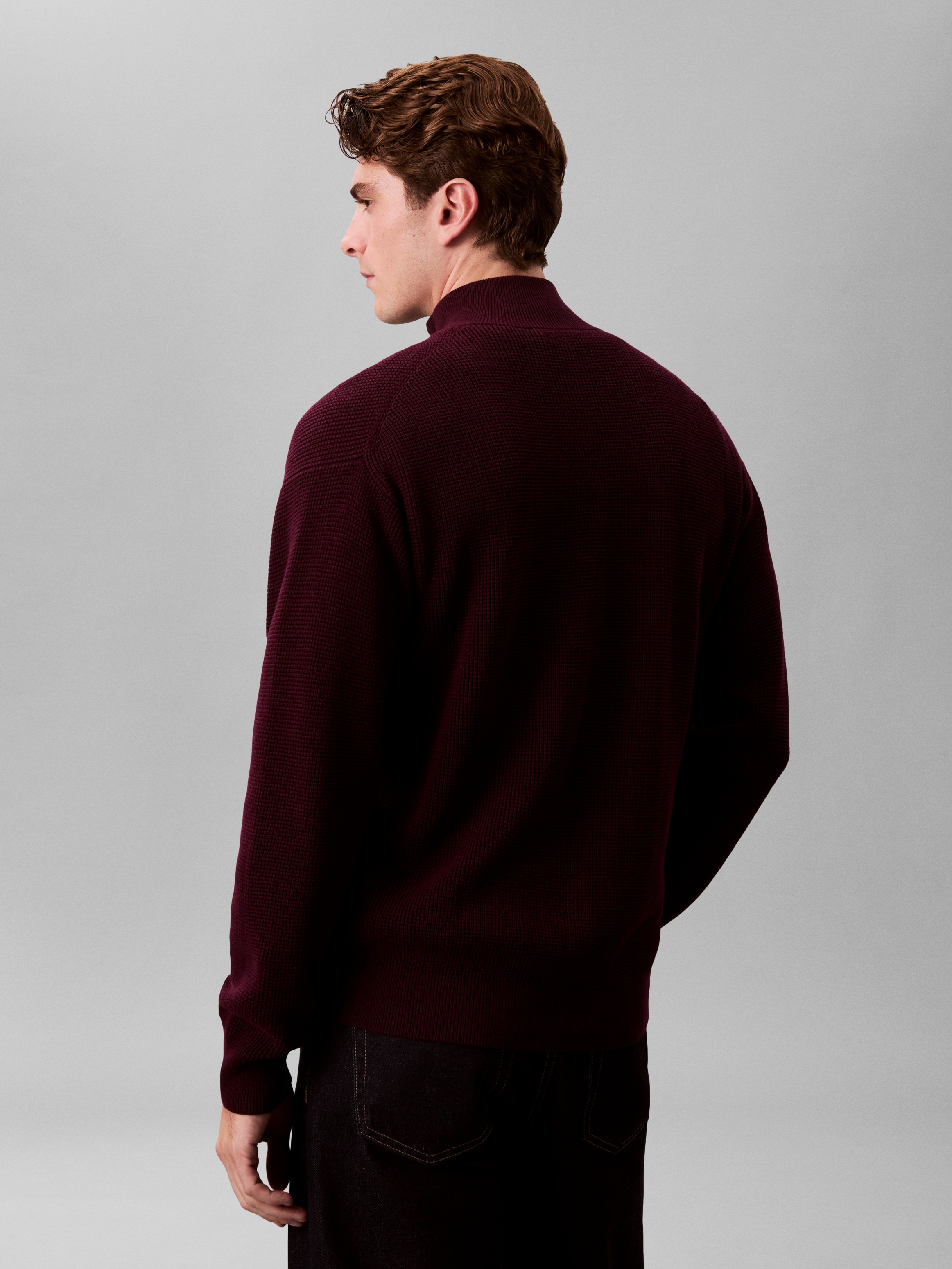 Calvin Klein Jeans Strickpullover Troyerkragen mit Reißverschluss, Regular Fit