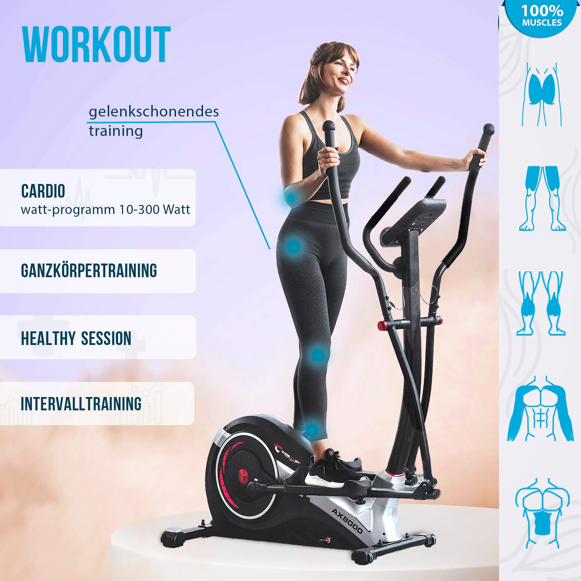 Christopeit Sport® Crosstrainer-Ergometer »AX 8000 inkl. Pulsgurt«, Schwungmasse ca. 8 kg, 24 Widerstandsstufen