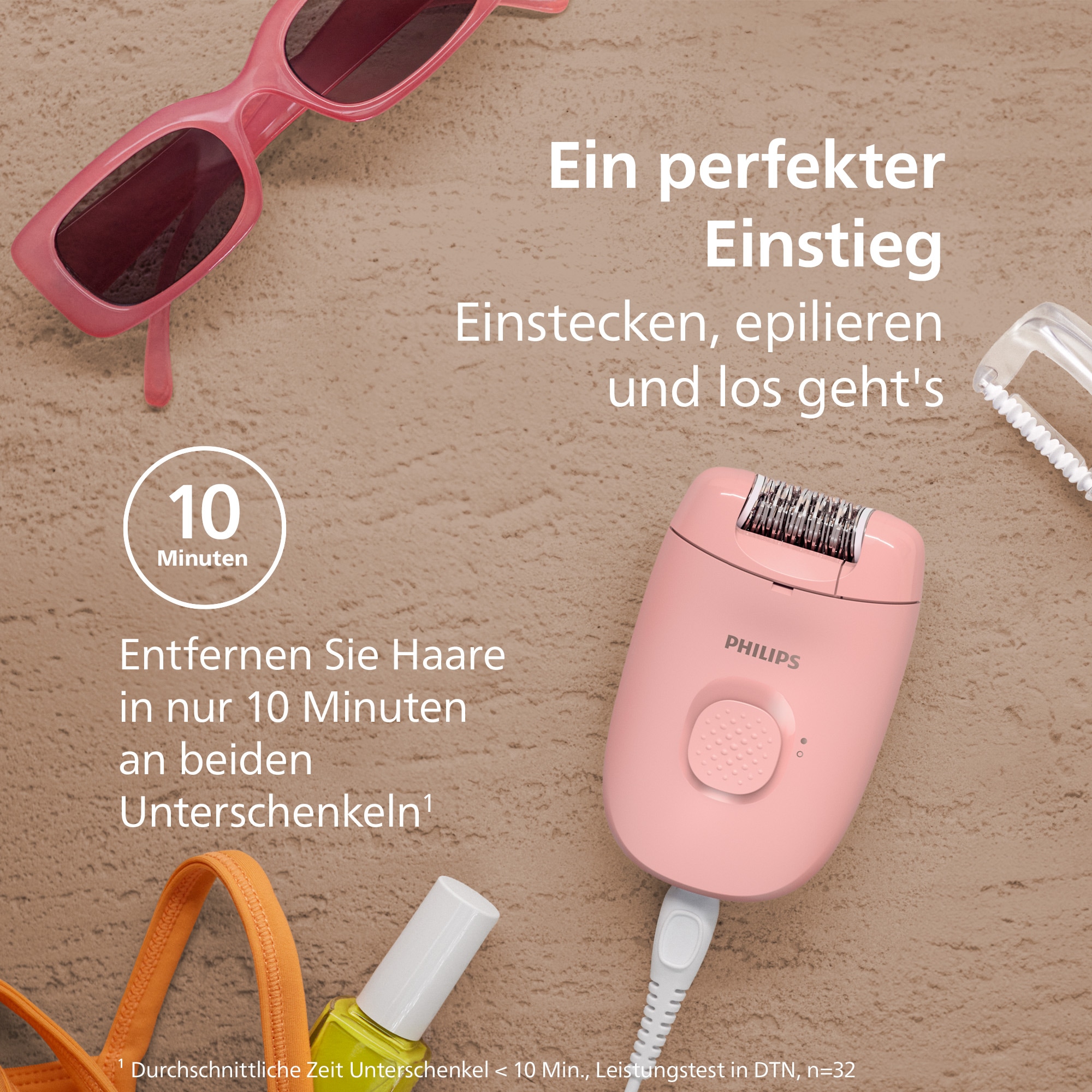 Philips Epilierer »Series 2000«, 1 St. Aufsätze, kompakter Epilierer mit Kabel und Massageaufsatz