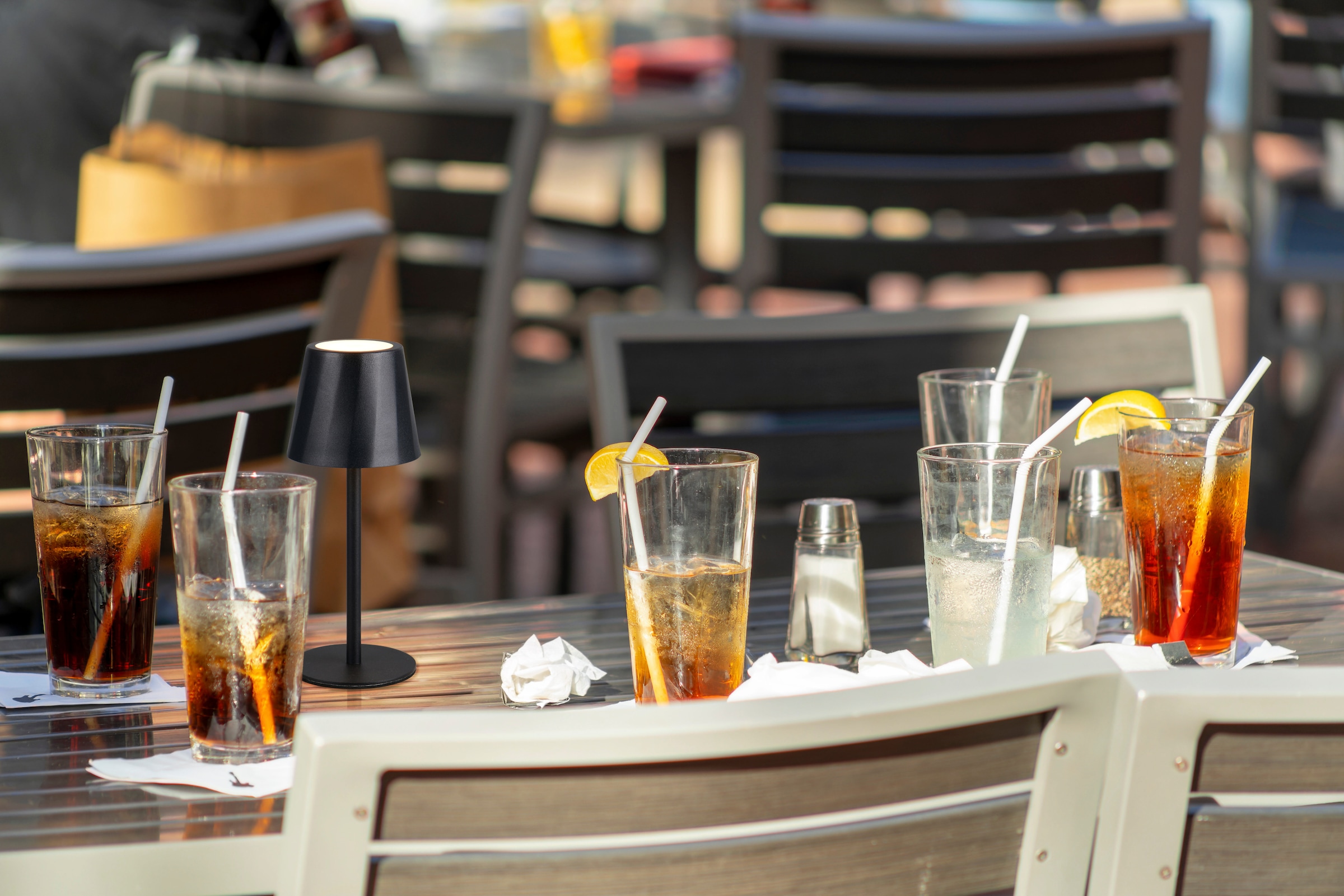 REALITY Leuchten LED Tischleuchte »DIAZ, Outdoor Akku Tischlampe Höhe 21 cm Ø 8,5 cm, IP44, Touchdimmer« LED-Board 1 Stk. Farbwechsler | warmweiß - kaltweiß CCT Lichtfarbe einstellbar 2700-6500K, 160 Lumen, 1,6W, USB Anschluss